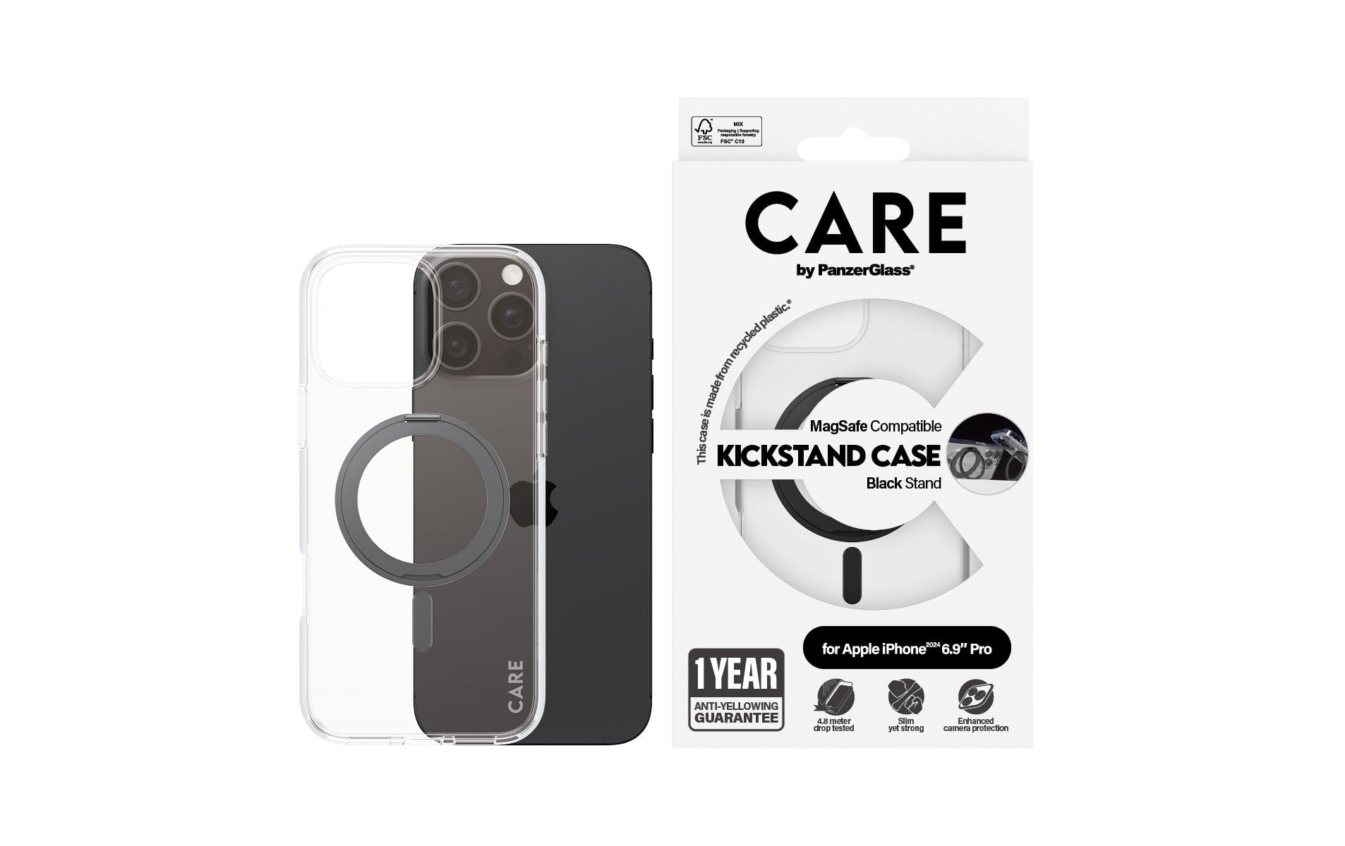 PanzerGlass CARE Backcover – für Apple iPhone 16 Pro Max – Transparent, bis 4,8 m sturzsicher