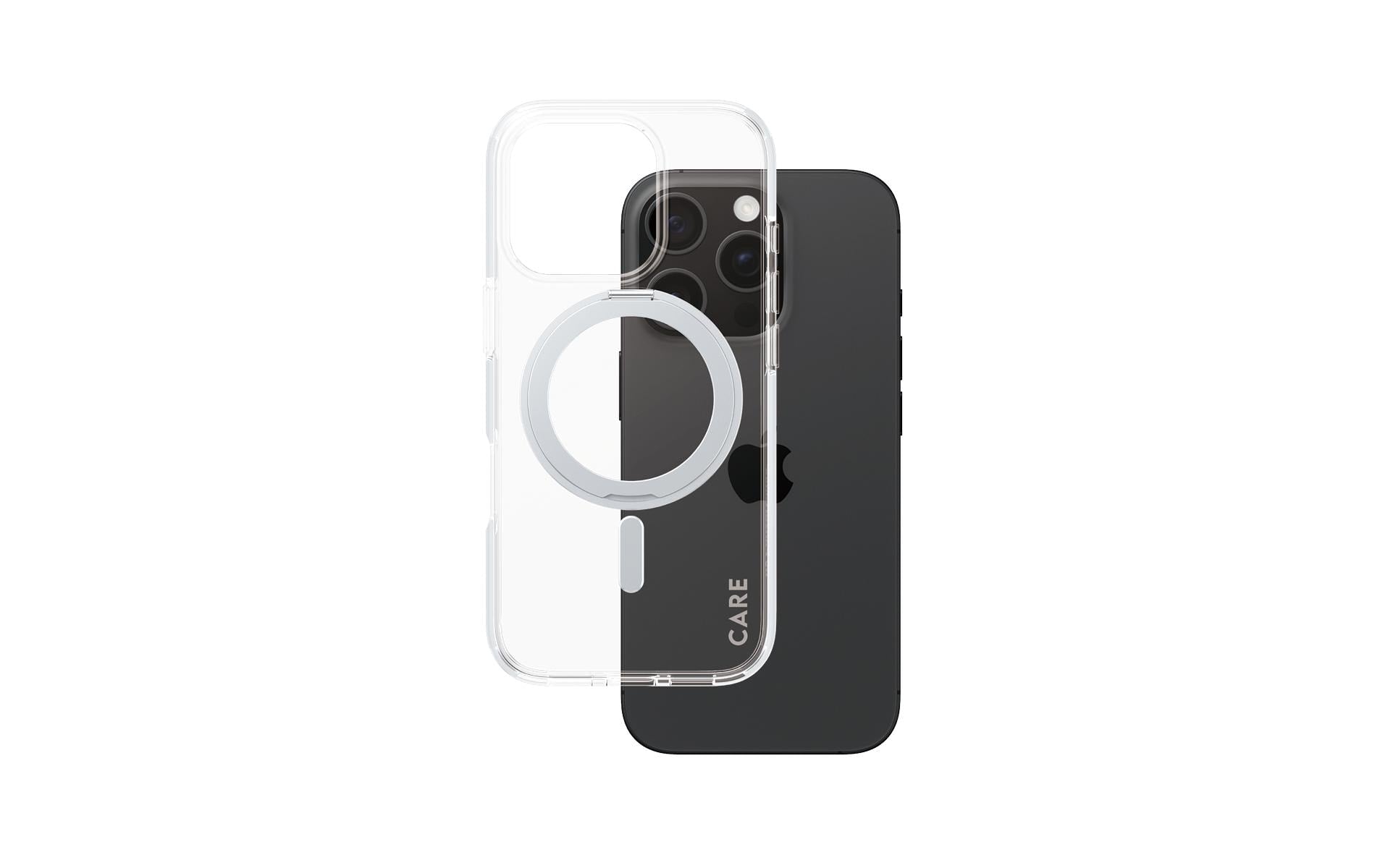 PanzerGlass CARE Backcover – für Apple iPhone 16 Pro, Transparent/Silber, bis 4,8 m sturzsicher