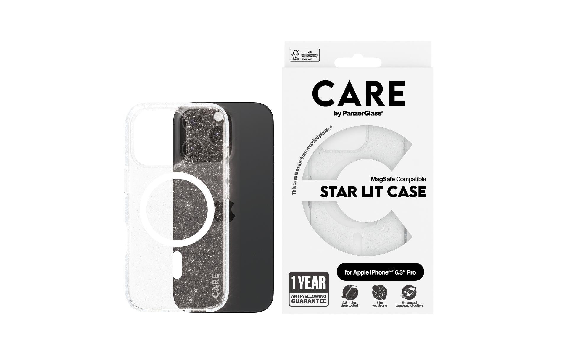 PanzerGlass Flagship Star Lit Backcover – für Apple iPhone 16 Pro, bis 4,8 m sturzsicher
