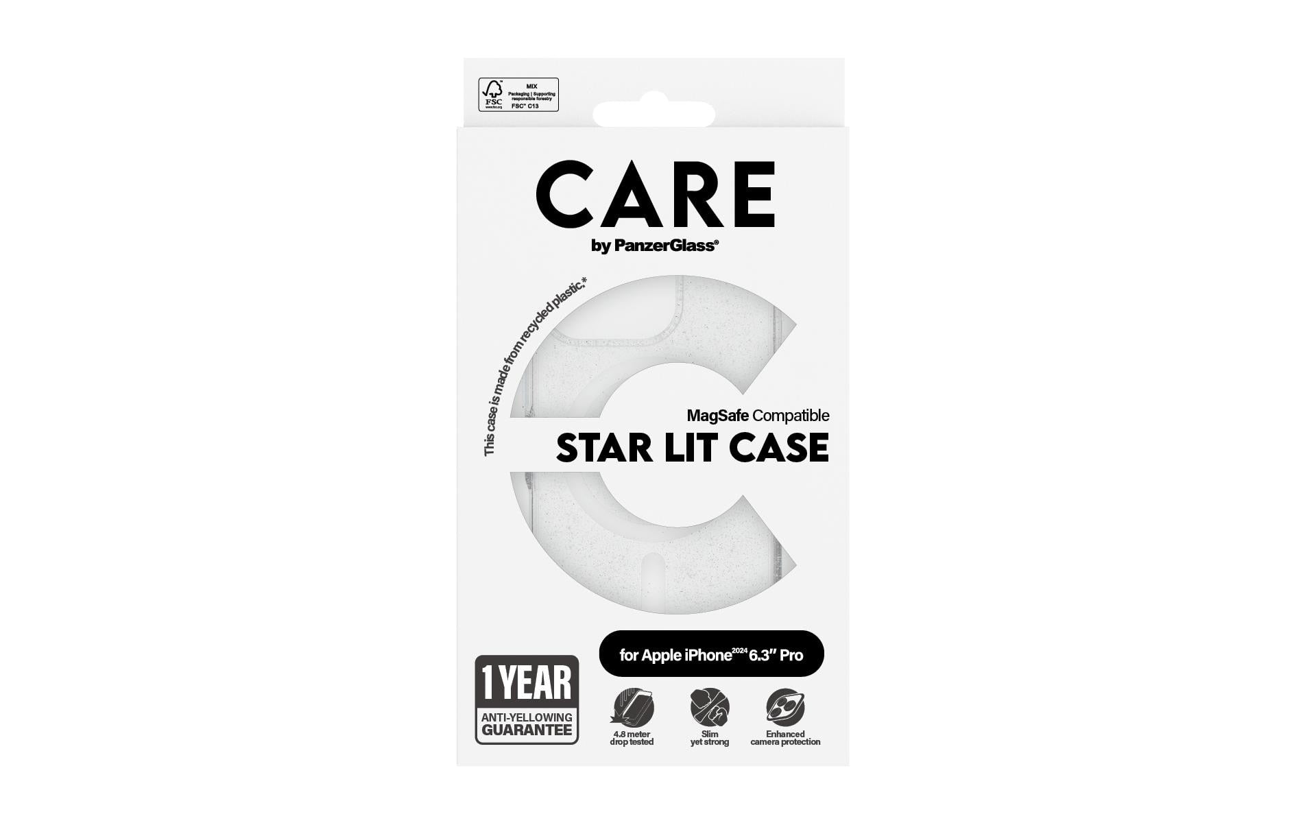 PanzerGlass Flagship Star Lit Backcover – für Apple iPhone 16 Pro, bis 4,8 m sturzsicher
