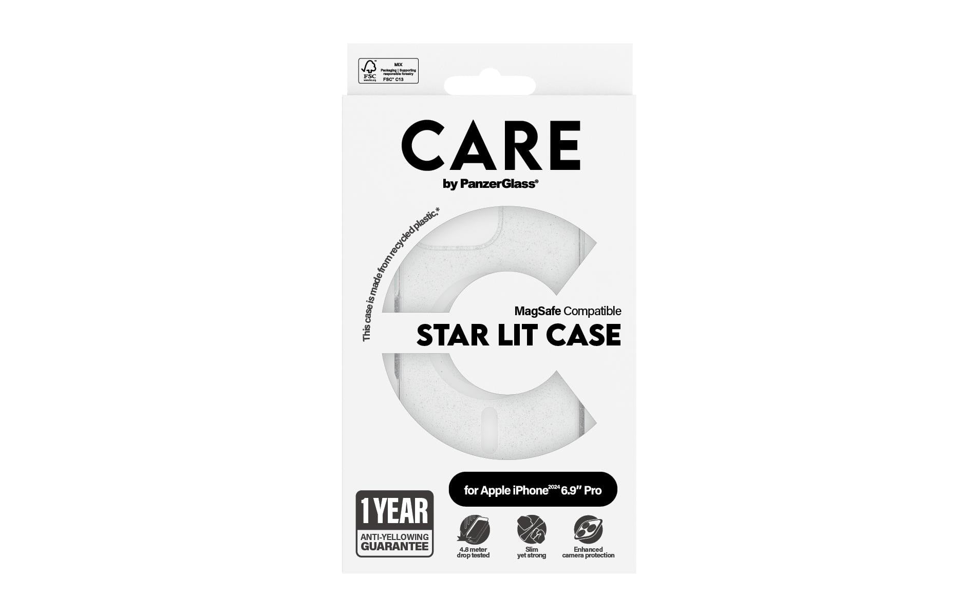 PanzerGlass Flagship Star Lit Backcover – für Apple iPhone 16 Pro Max, Weiss, bis 4,8 m Sturzsicher