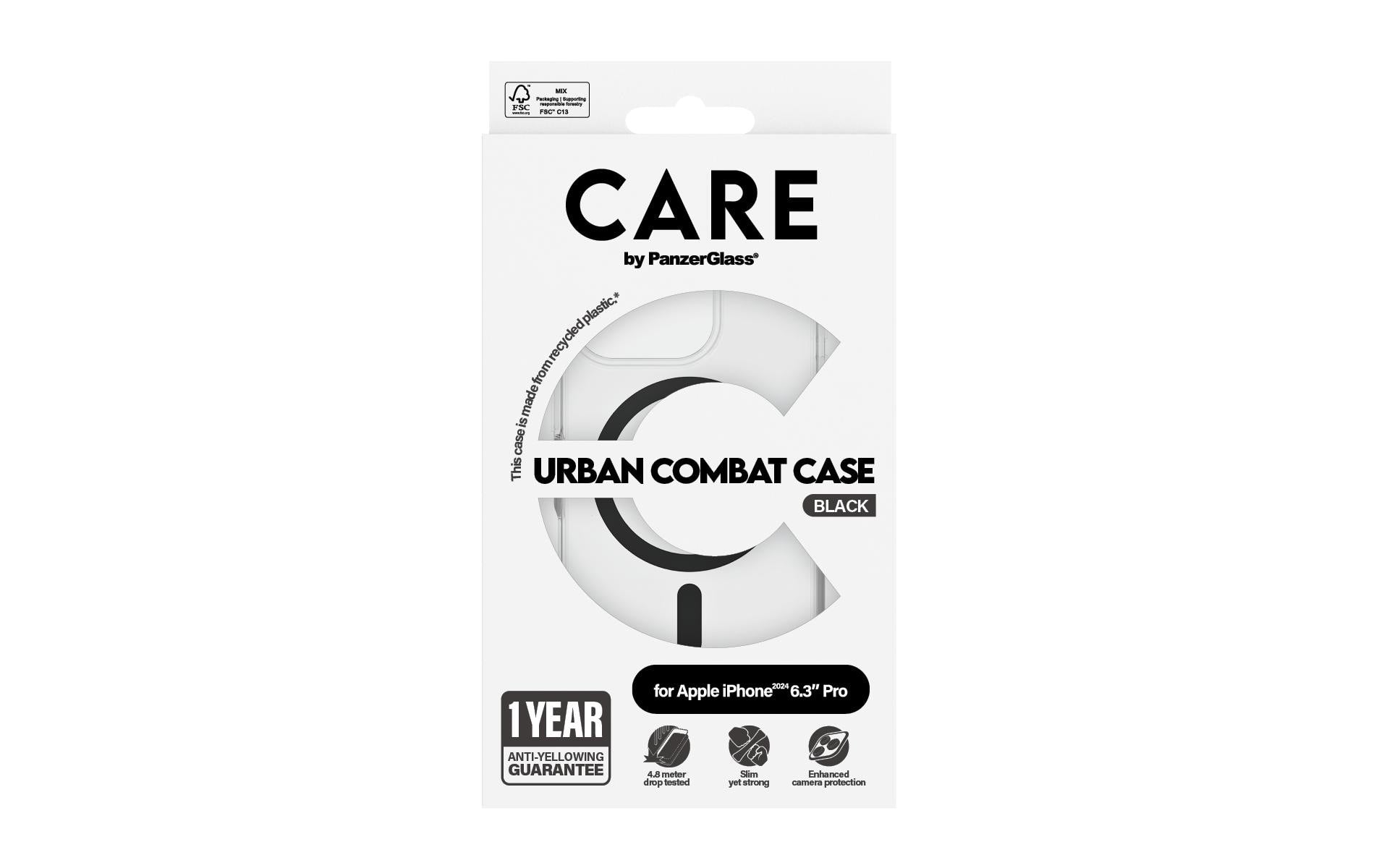 PanzerGlass Backcover CARE Flagship – für Apple iPhone 16 Pro – schwarz – MagSafe-kompatibel, stossgeschützt