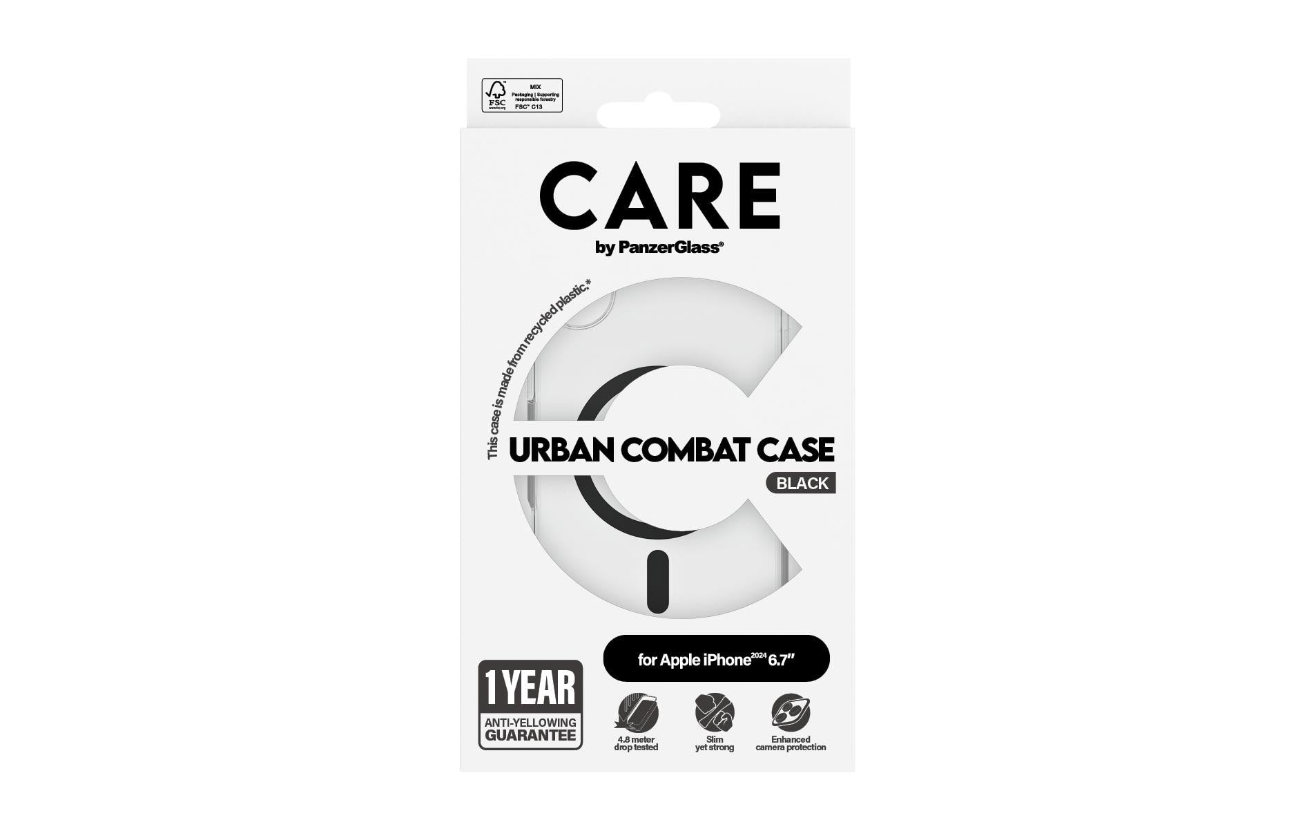 PanzerGlass CARE Flagship Backcover – für Apple iPhone 16 Plus, schwarz, bis 4,8 m sturzsicher