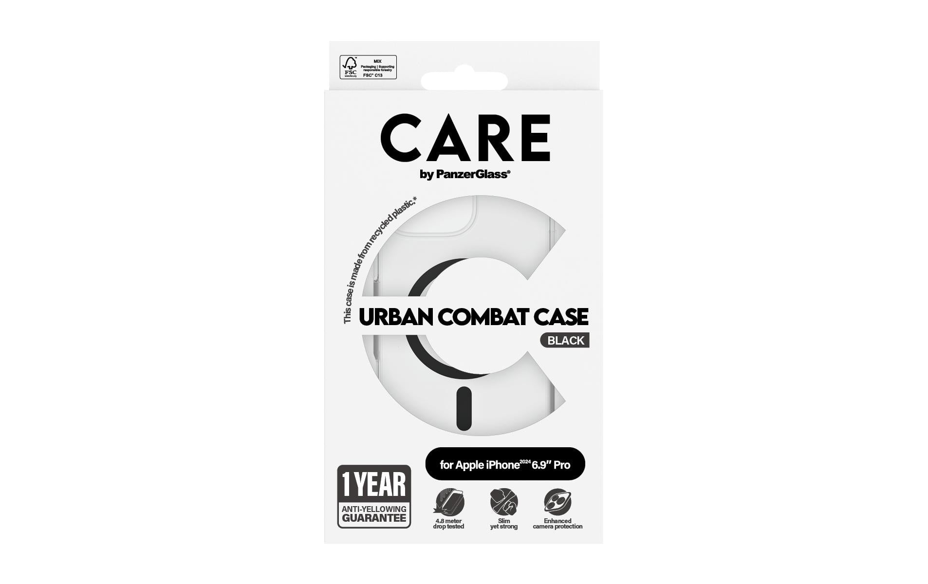 PanzerGlass CARE Flagship Backcover – für Apple iPhone 16 Pro Max, Kunststoff, Schwarz, bis 4,8 m Sturzsicher