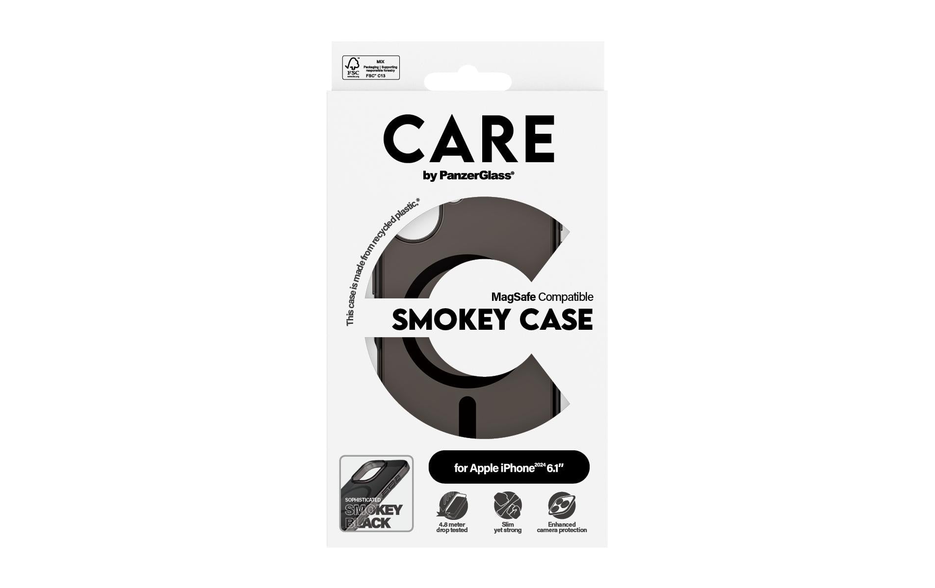 PanzerGlass Backcover CARE Flagship – für Apple iPhone 16 – Smokey – Kunststoff, MagSafe-kompatibel