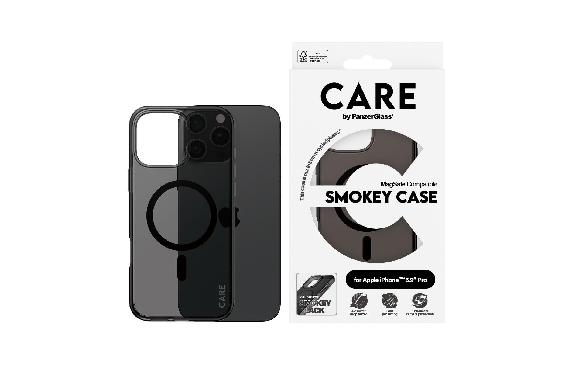PanzerGlass Backcover CARE Flagship – für Apple iPhone 16 Pro Max – Smokey – MagSafe kompatibel