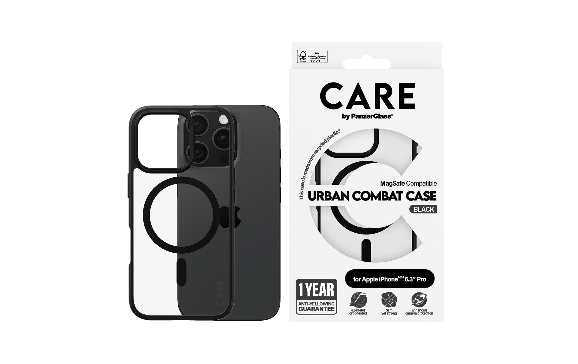 PanzerGlass CARE Flagship Backcover – für Apple iPhone 16 Pro, bis 4,8 m sturzsicher