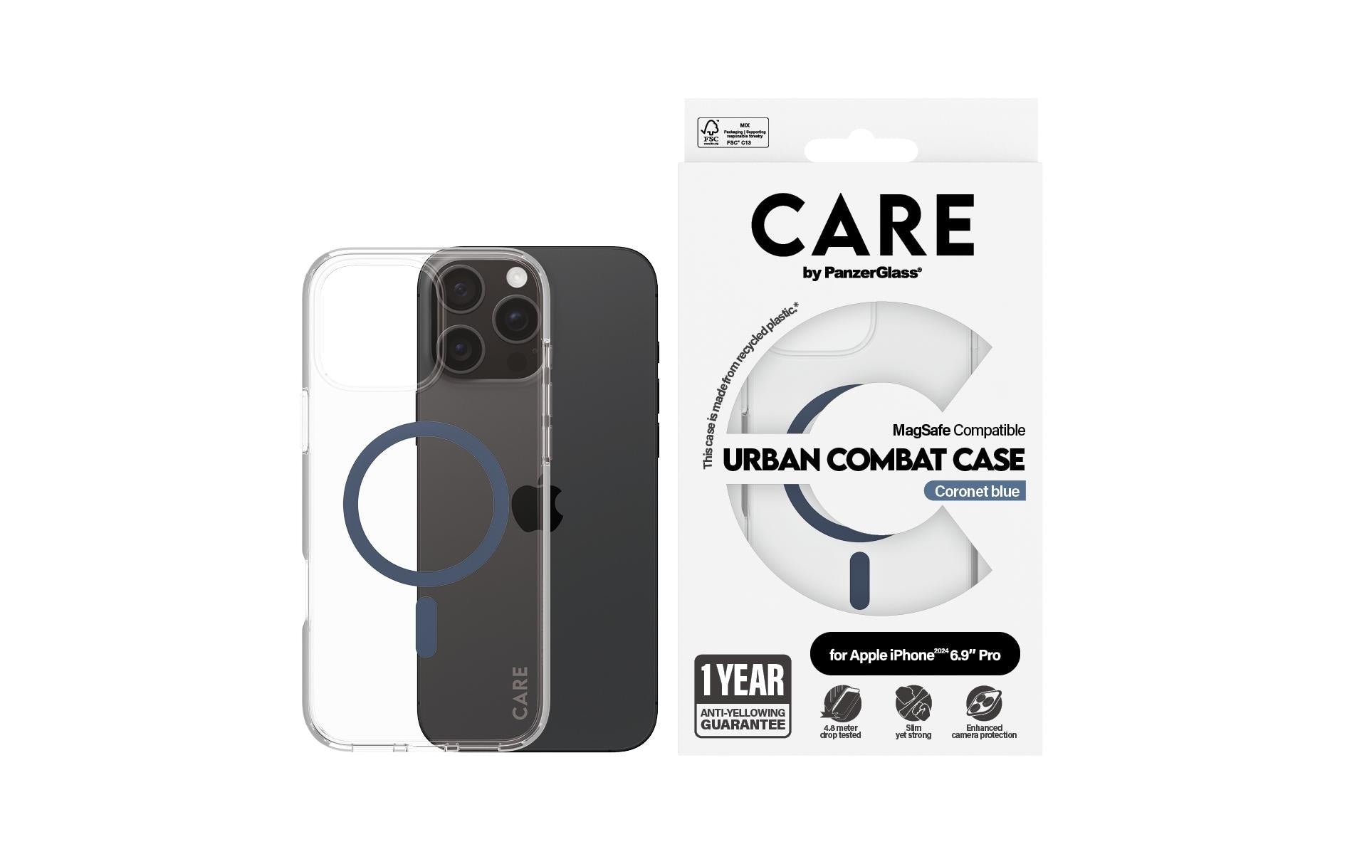 PanzerGlass Backcover Flagship – für Apple iPhone 16 Pro Max – blau – MagSafe-kompatibel, stossgeschützt