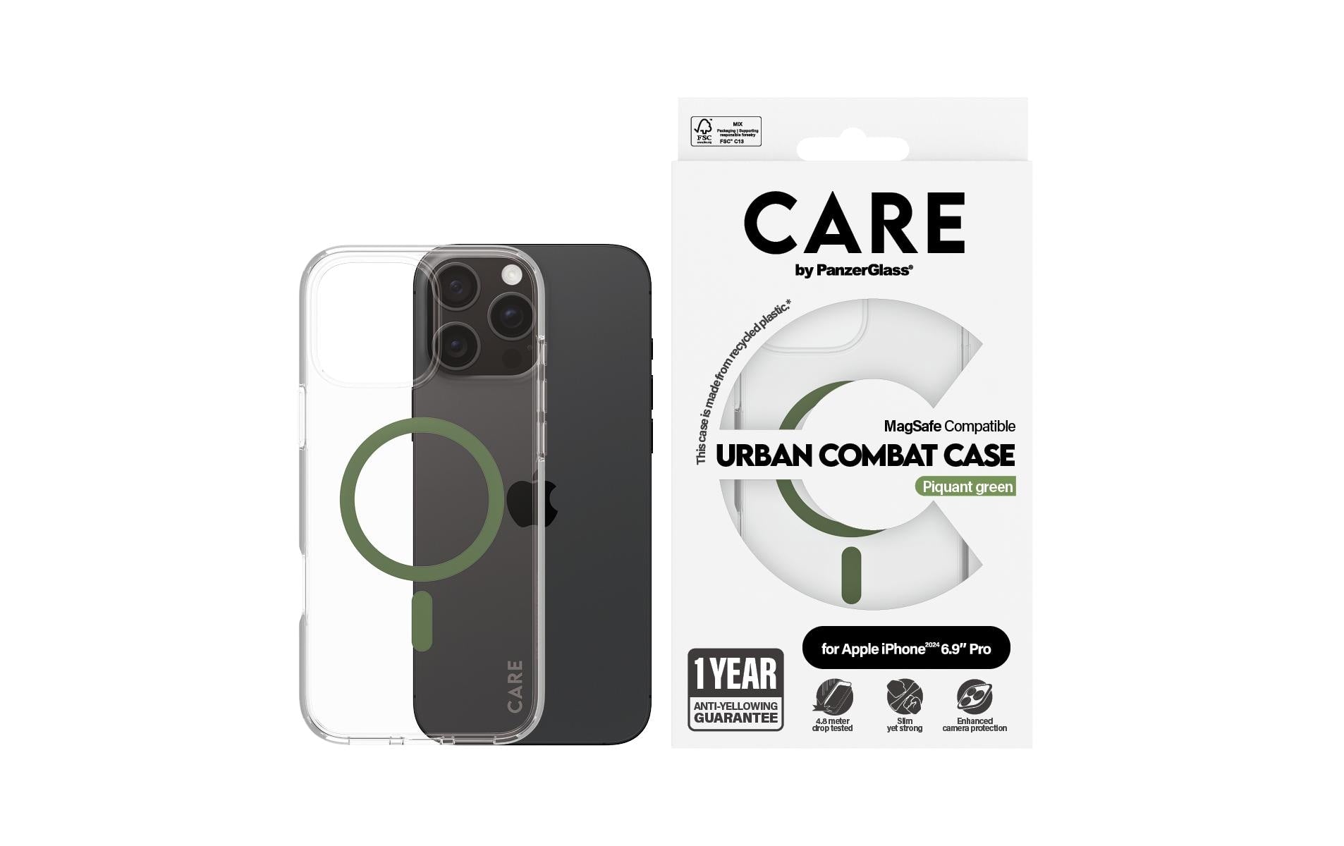 PanzerGlass Backcover CARE Flagship – für Apple iPhone 16 Pro Max – grün – MagSafe-kompatibel