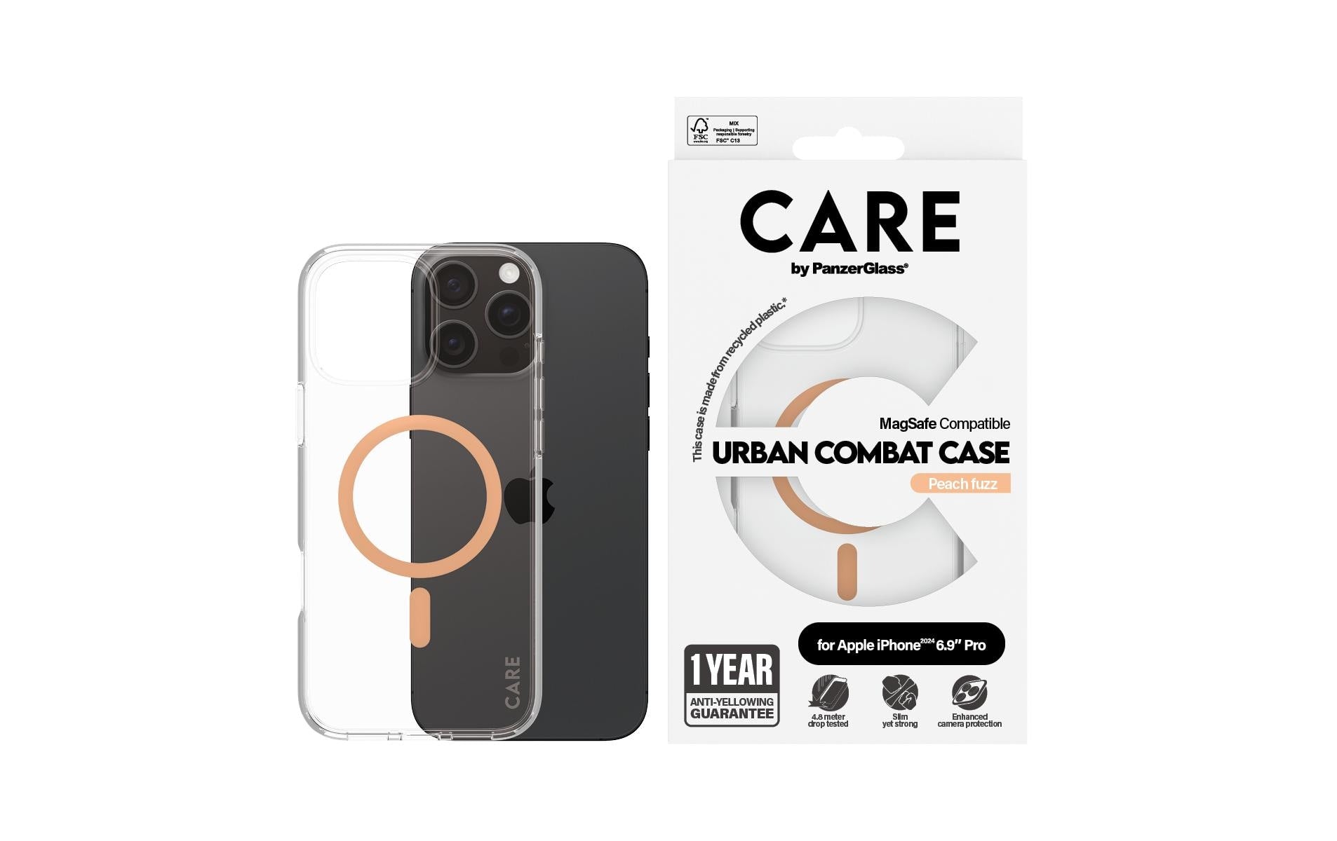 PanzerGlass Backcover Flagship – für Apple iPhone 16 Pro Max – Peachy – MagSafe kompatibel