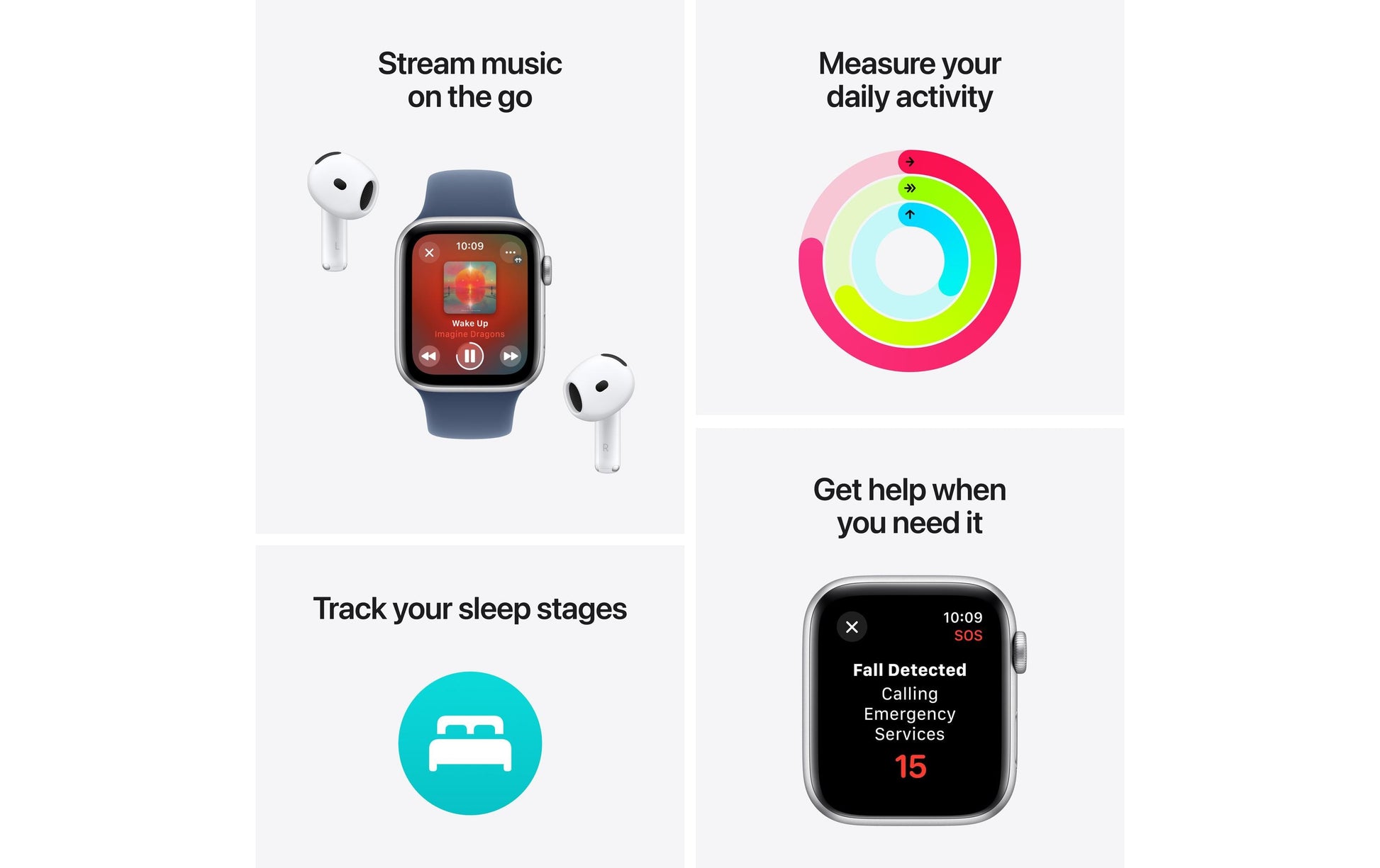 Apple Watch SE (2024) – Smartwatch – 44 mm, LTE, AMOLED, Ion-X Glas, 50 m, Starlight, Bandgrösse M/L