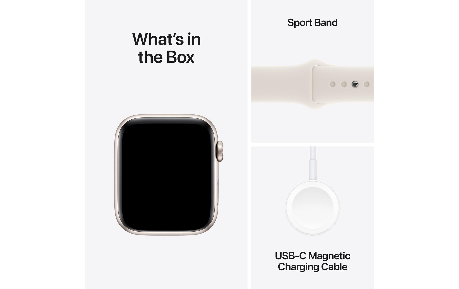 Apple Watch SE (2024) – Smartwatch – 44 mm, LTE, AMOLED, Ion-X Glas, 50 m, Starlight, Bandgrösse M/L