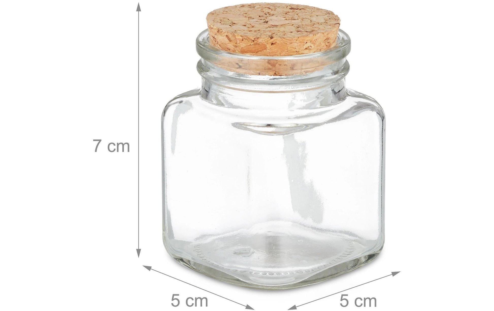Relaxdays Gewürzglas 100 ml, Ø 5 × 7 cm, Glas/Kork/Silikon, 20 Stk., transparent