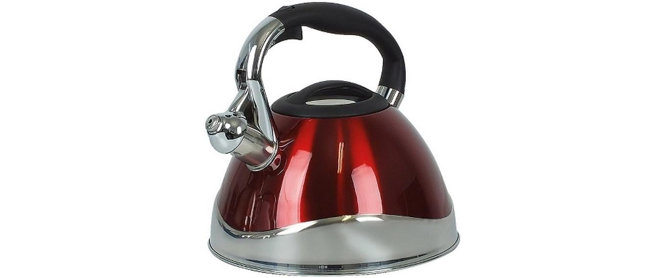 Kela Teekanne, 3,0 l, Edelstahl, rot, für Gas