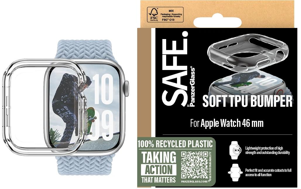 PanzerGlass SAFE. TPU Bumper – Displayschutz – für Apple Watch Series 10 46 mm, Transparent
