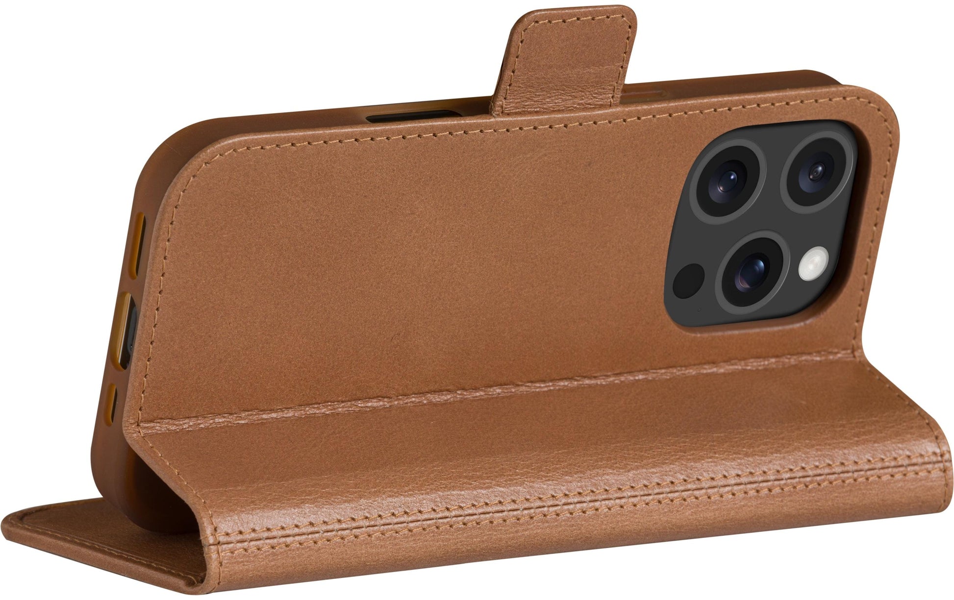 dbramante1928 Copenhagen Wallethülle – für Apple iPhone 16 Pro, 3 Kartenfächer, Leder, Tan, Magnetverschluss