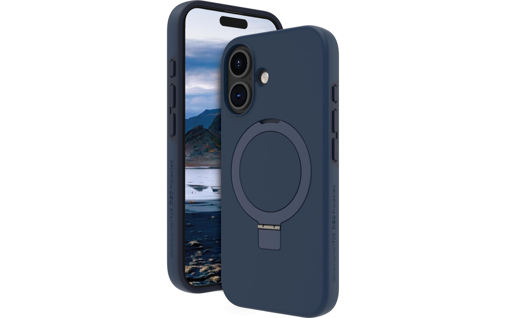 dbramante1928 Iceland Ultra D3O Backcover – für Apple iPhone 16 Plus, mit Ständer, Recycelter Kunststoff, Blau