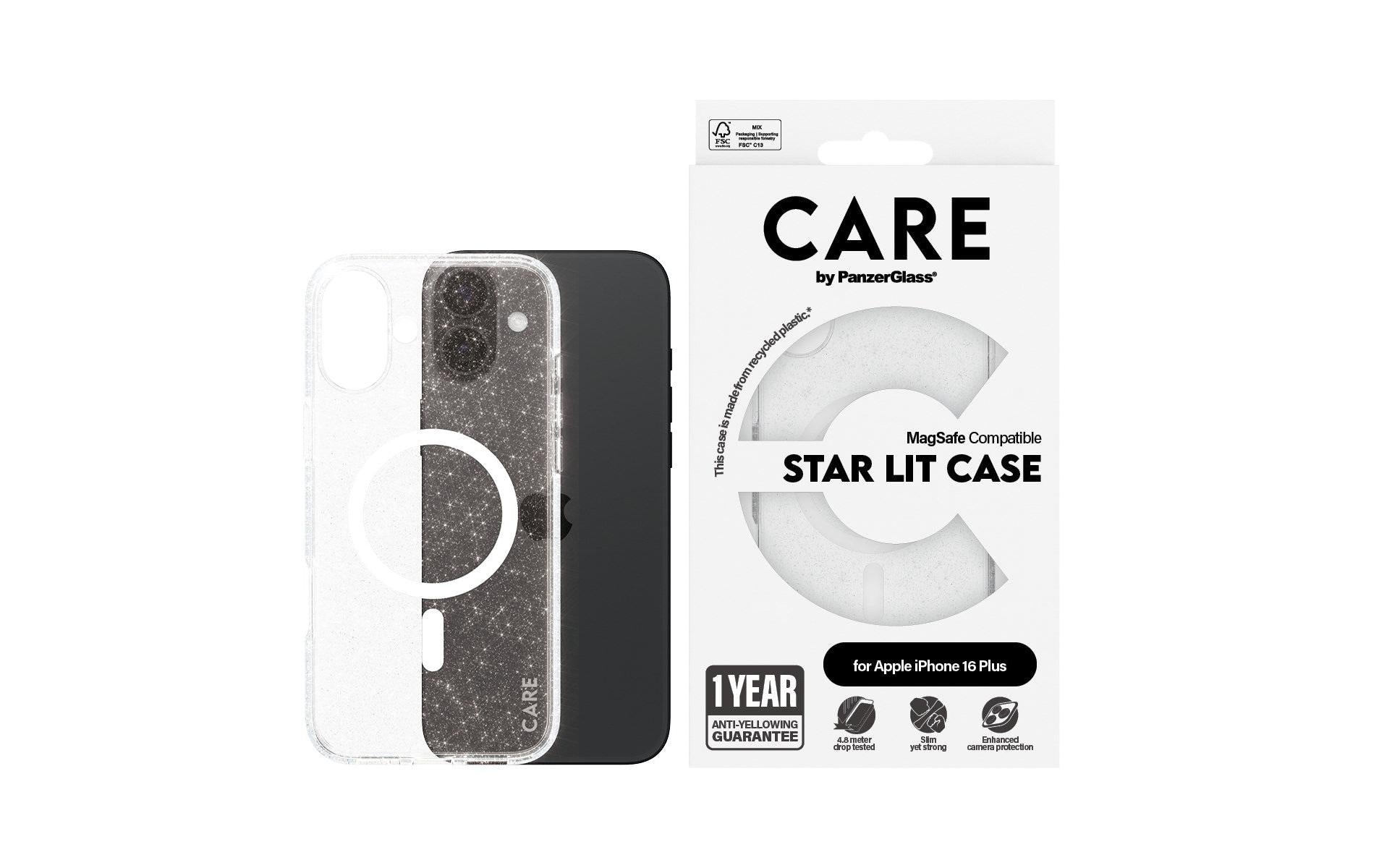 PanzerGlass Backcover Flagship Star Lit – für Apple iPhone 16 Plus – weiss – MagSafe-kompatibel