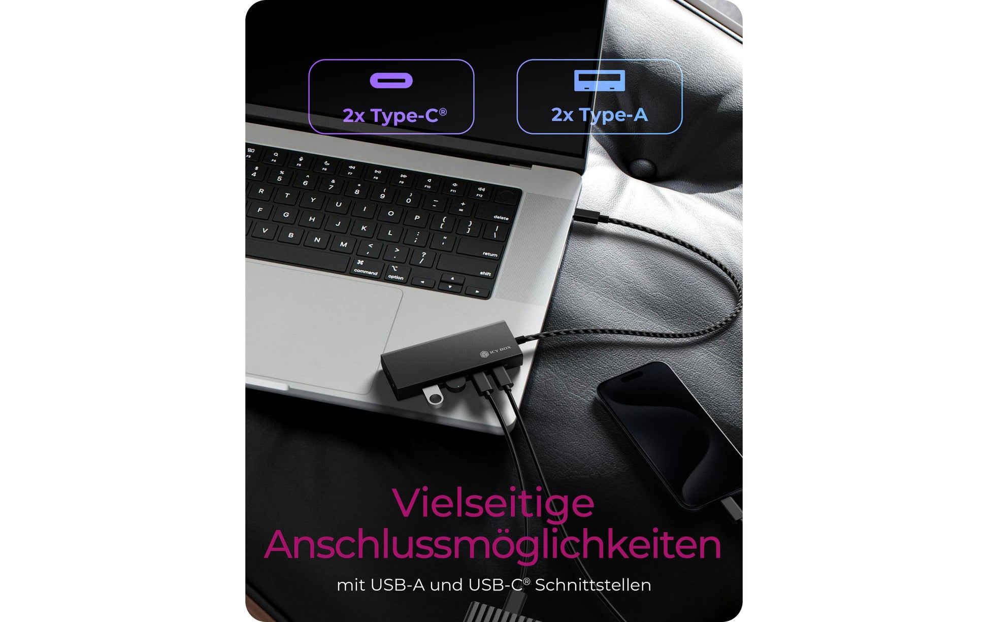 ICY BOX IB-HUB1436-CPD USB-Hub – USB-C, 2× USB-A, 2× USB-C, 100 W PD, für Windows/Mac