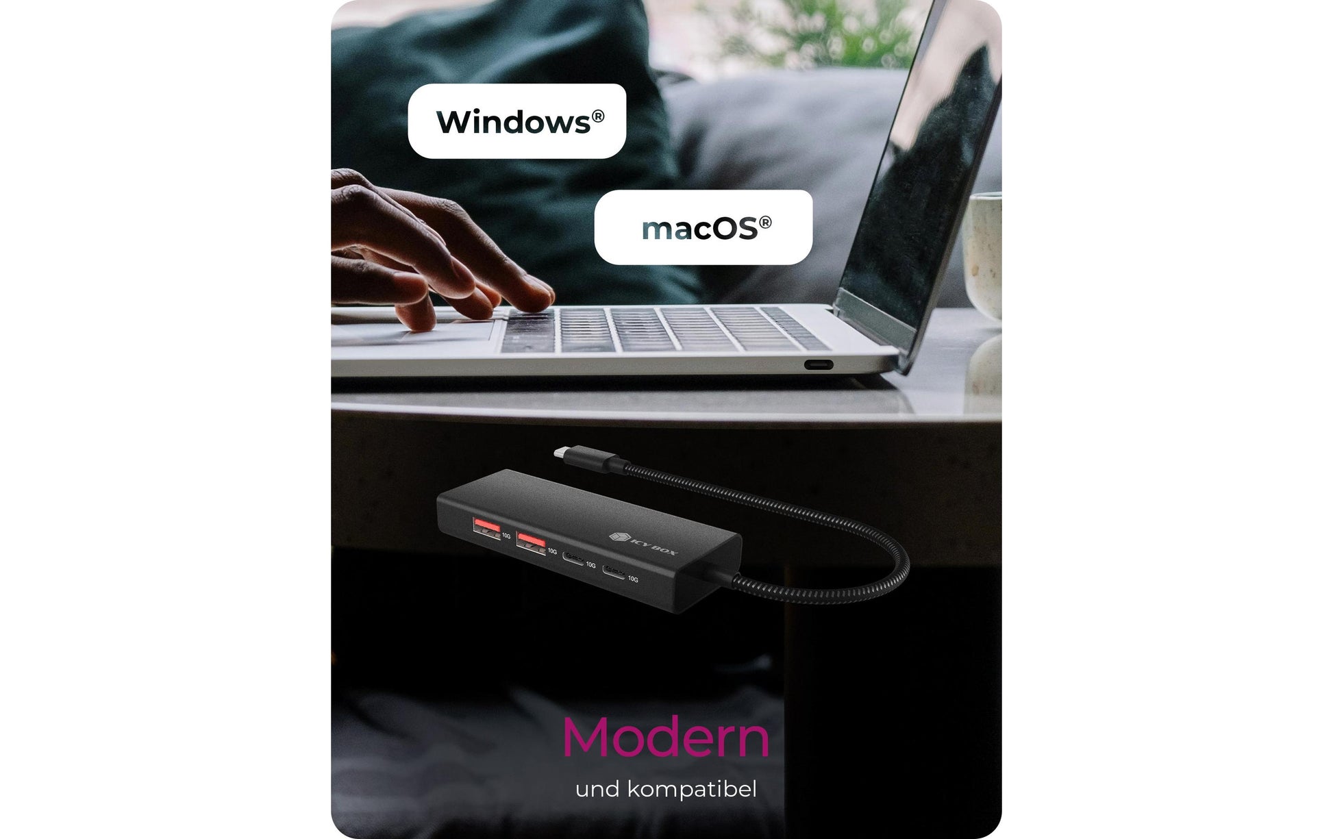 ICY BOX IB-HUB1436-CPD USB-Hub – USB-C, 2× USB-A, 2× USB-C, 100 W PD, für Windows/Mac