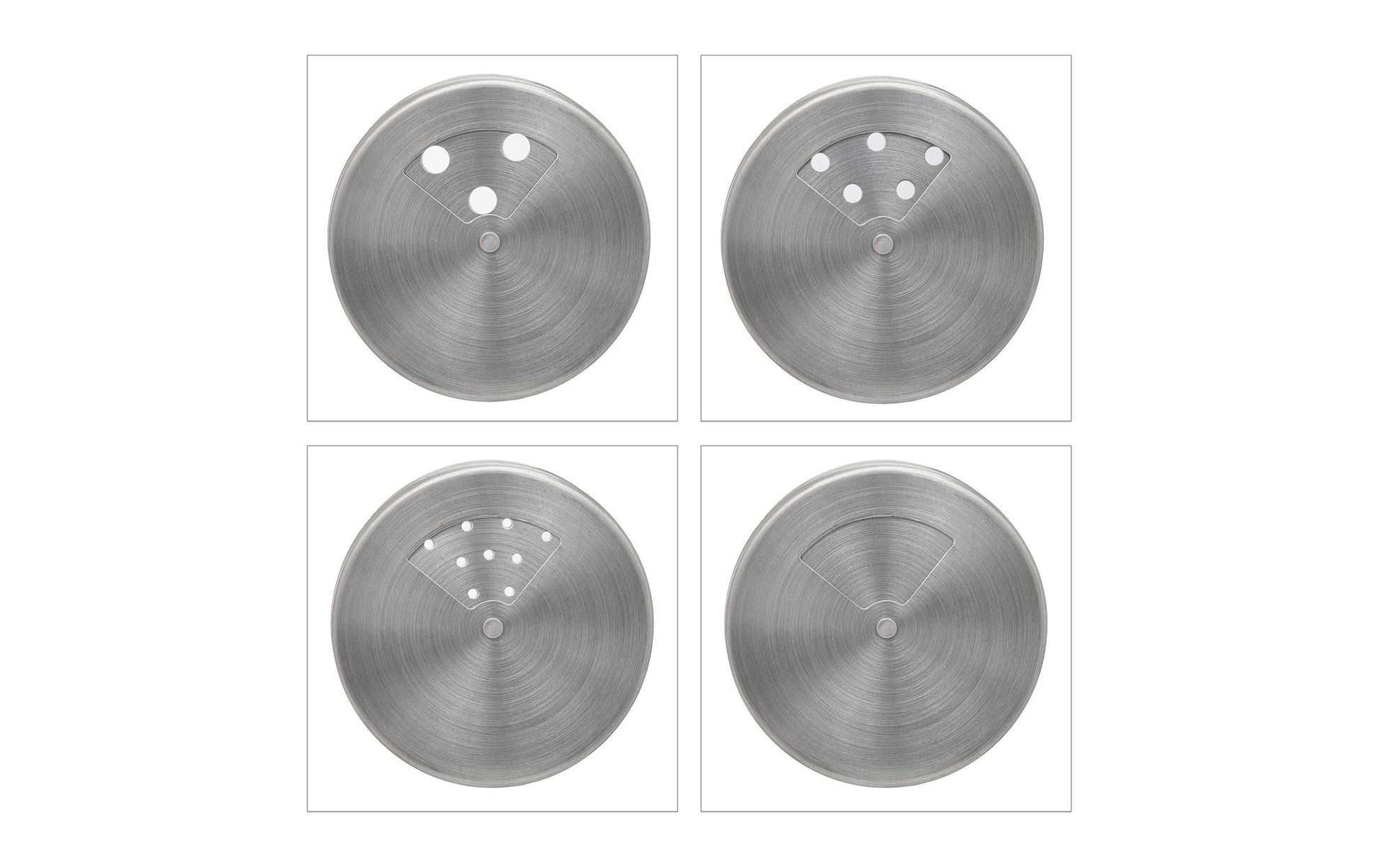 Relaxdays Streudose 290 ml, Ø 7 × 11 cm, Glas/Edelstahl, transparent/silber, 6 Stk.