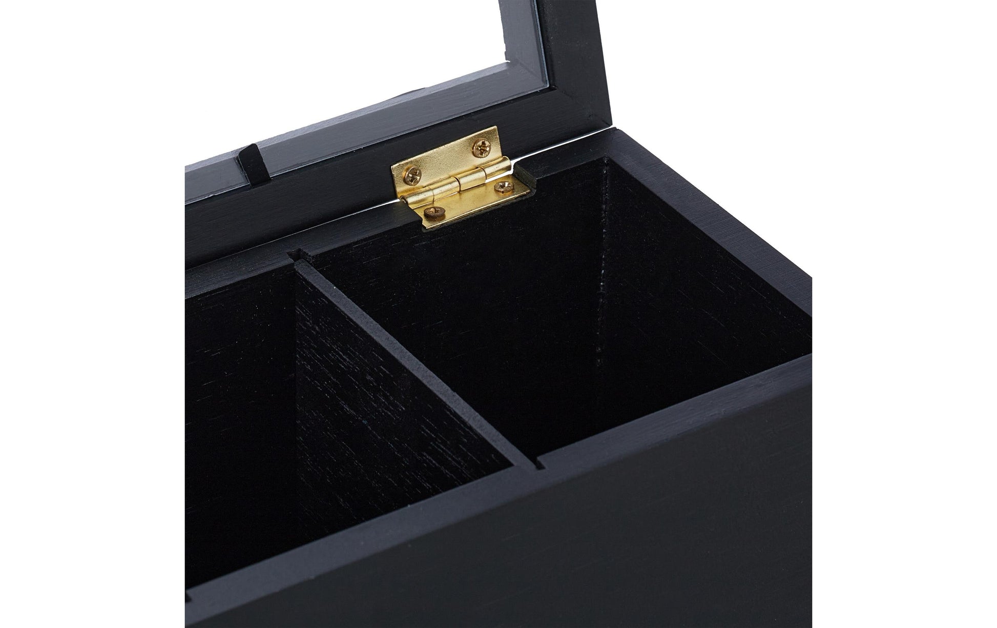 Relaxdays Teebeutelbox Bambus/Acryl, 6 Fächer, 43,5 × 9 × 9 cm, Schwarz/Transparent/Weiss