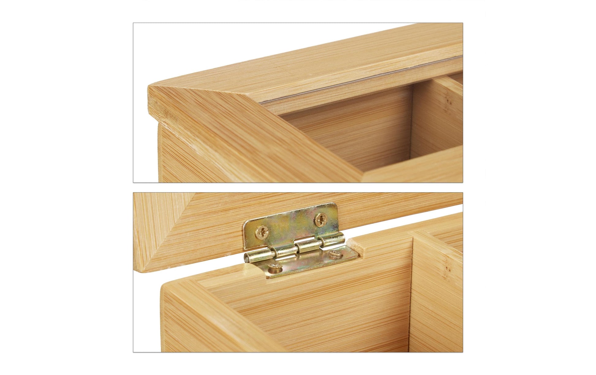 Relaxdays Teebeutelbox Bambus/Kunststoff, 12 Fächer, 41 × 16 × 9 cm, Hellbraun