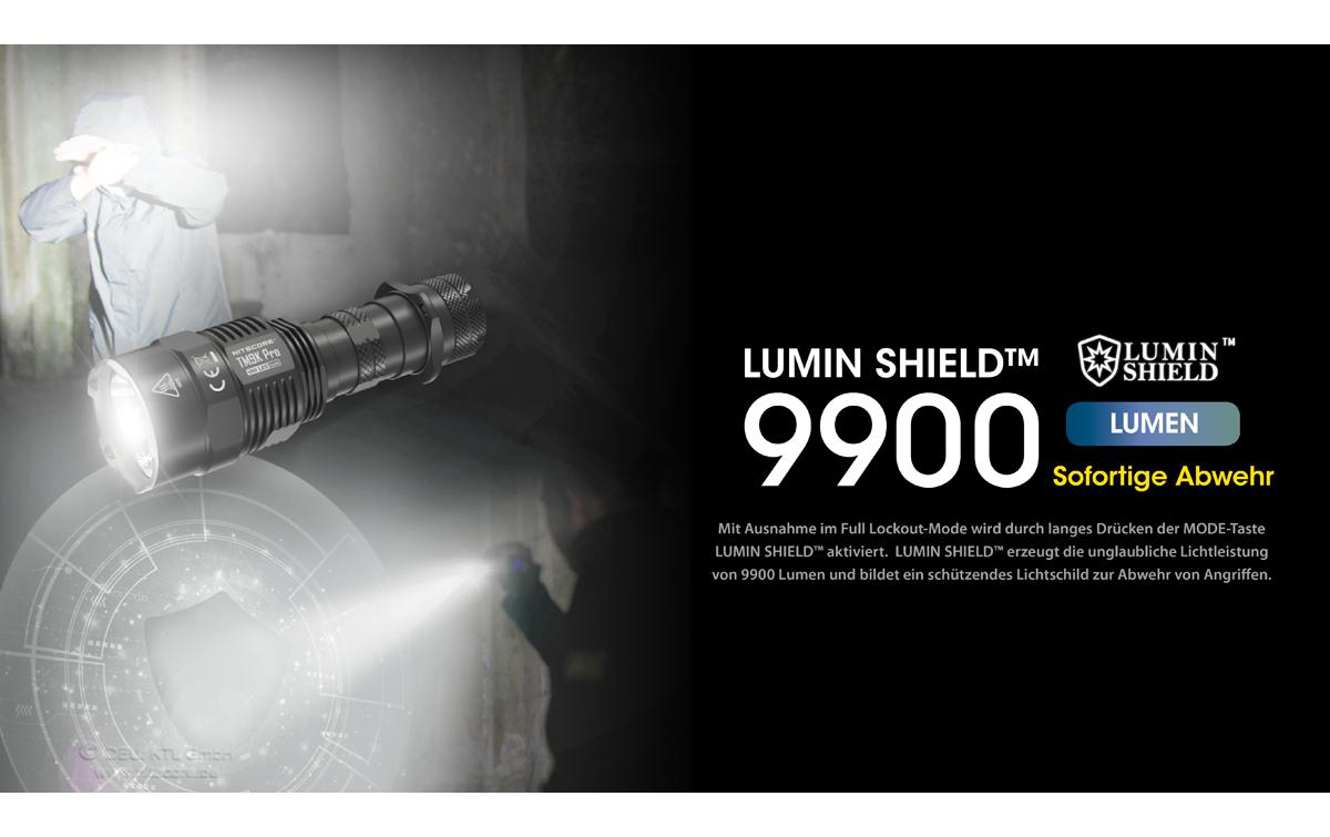 Nitecore Taschenlampe TM9K – 9900 lm, 510 m, IP68, USB, Akku, Modi – Schwarz