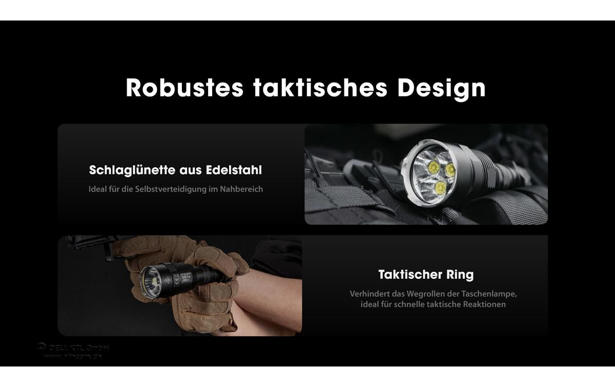 Nitecore Taschenlampe TM9K – 9900 lm, 510 m, IP68, USB, Akku, Modi – Schwarz