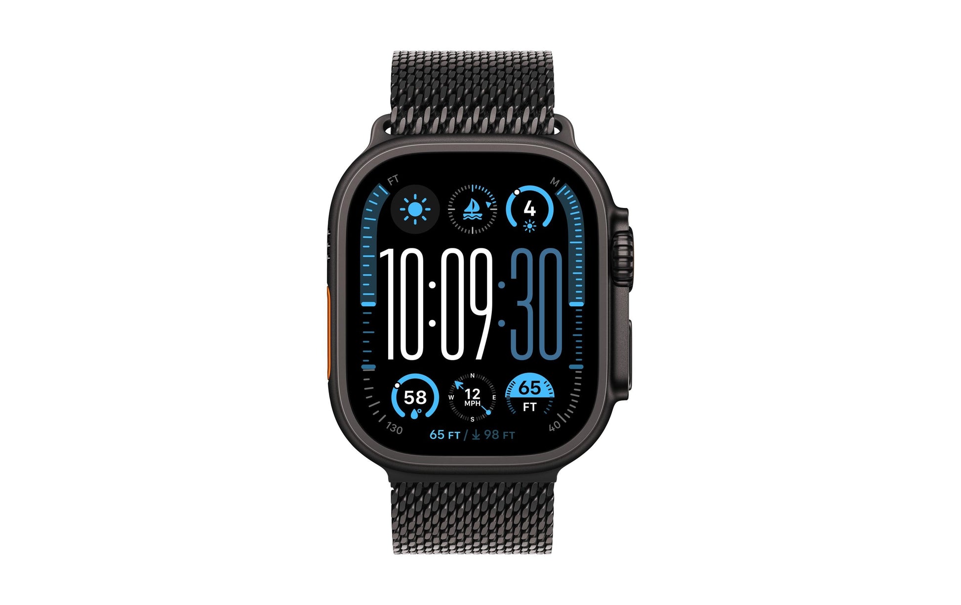 Apple Milanese Loop – Armband – für Apple Watch 49 mm, Schwarz, Grösse S, Titan