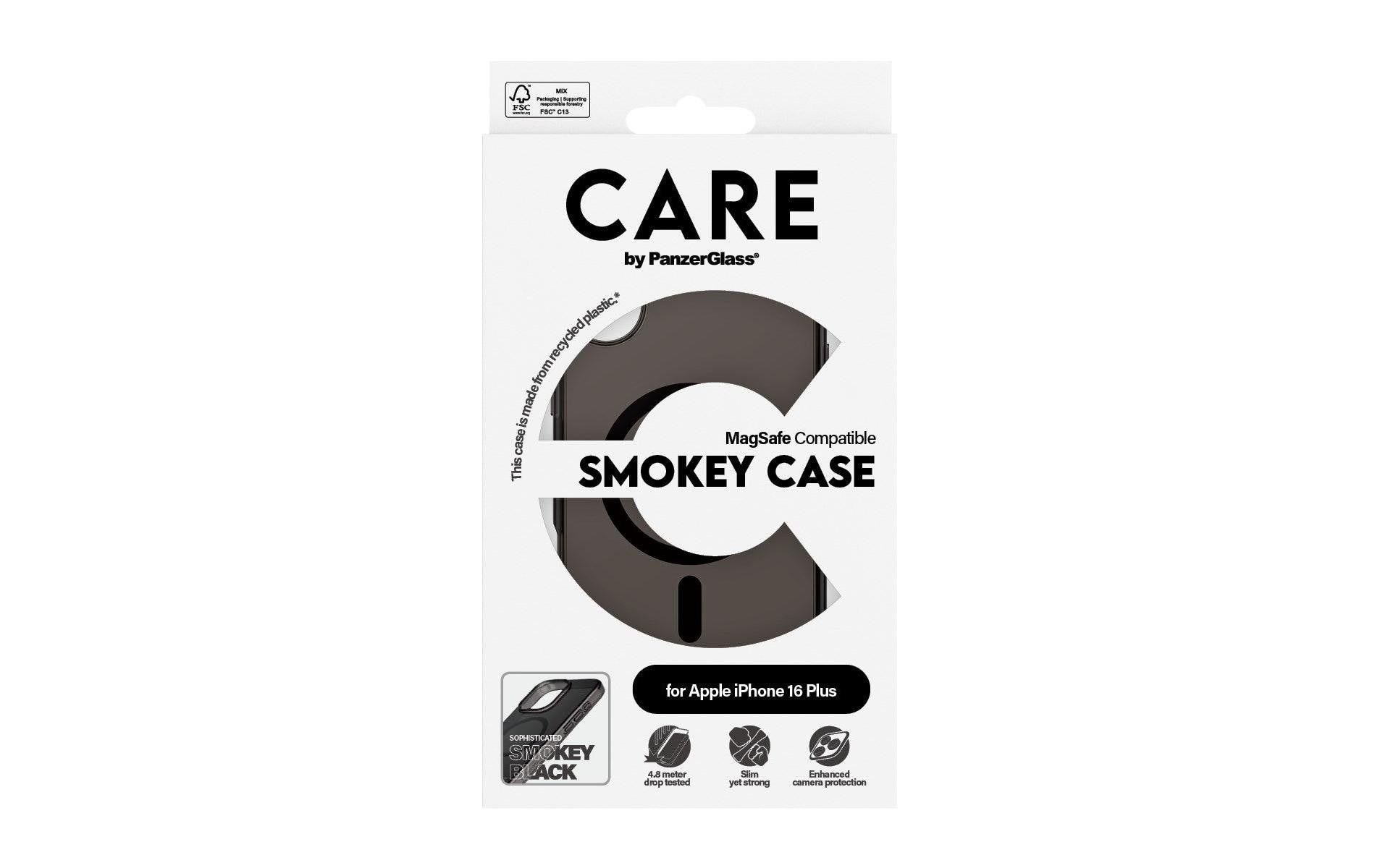 PanzerGlass CARE Flagship Backcover – für Apple iPhone 16 Plus, Smokey, bis 4,8 m sturzsicher