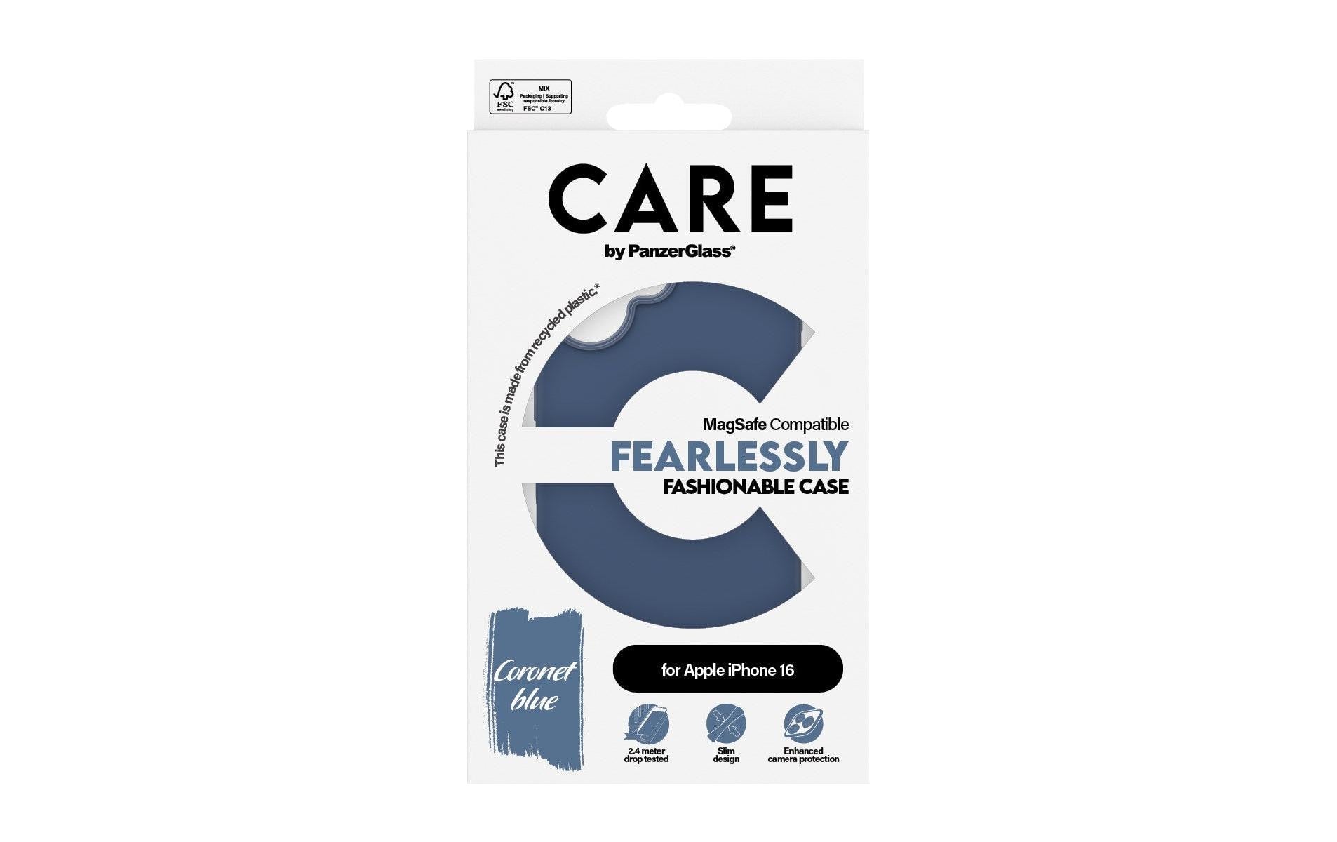 PanzerGlass CARE Backcover – für Apple iPhone 16, MagSafe, Kunststoff, Blau
