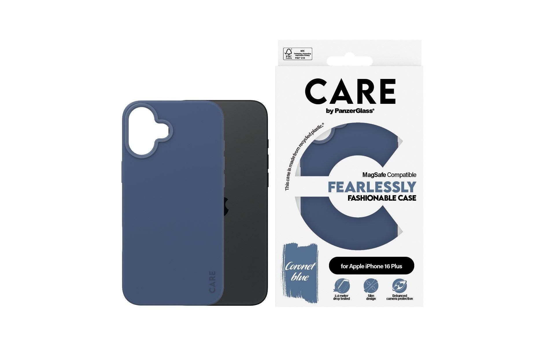 PanzerGlass CARE Backcover – für Apple iPhone 16 Plus – MagSafe, Kunststoff, Blau