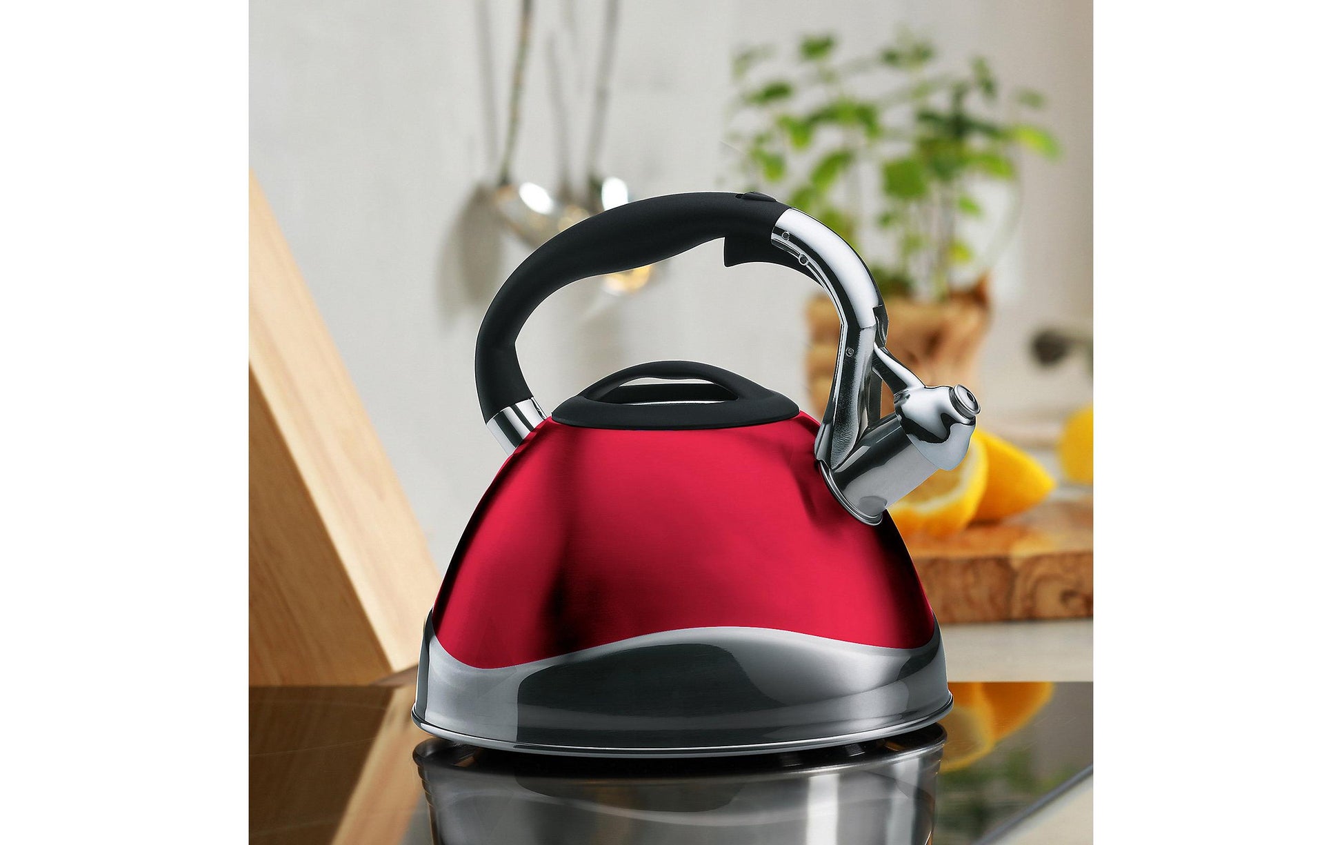 Kela Teekanne, 3,0 l, Edelstahl, rot, für Gas