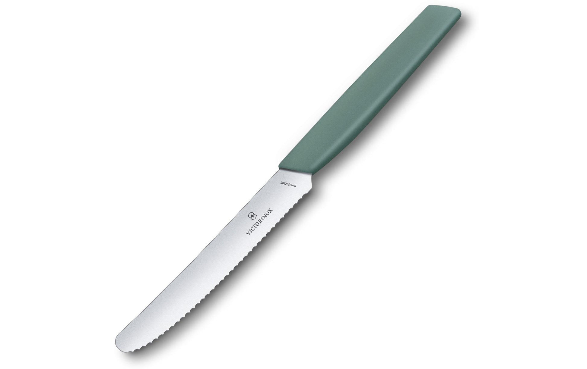 Victorinox Swiss Modern Tafelmesser – 11 cm, Wellenschliff, Edelstahl, Griff Polypropylen, Salbeigrün