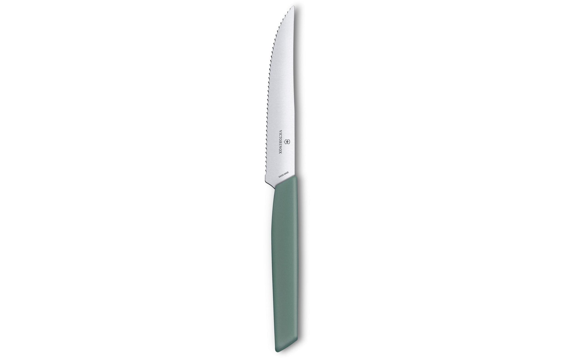Victorinox Swiss Modern Steakmesser – 12 cm, Wellenschliff, Edelstahl, Griff Polypropylen, Salbeigrün