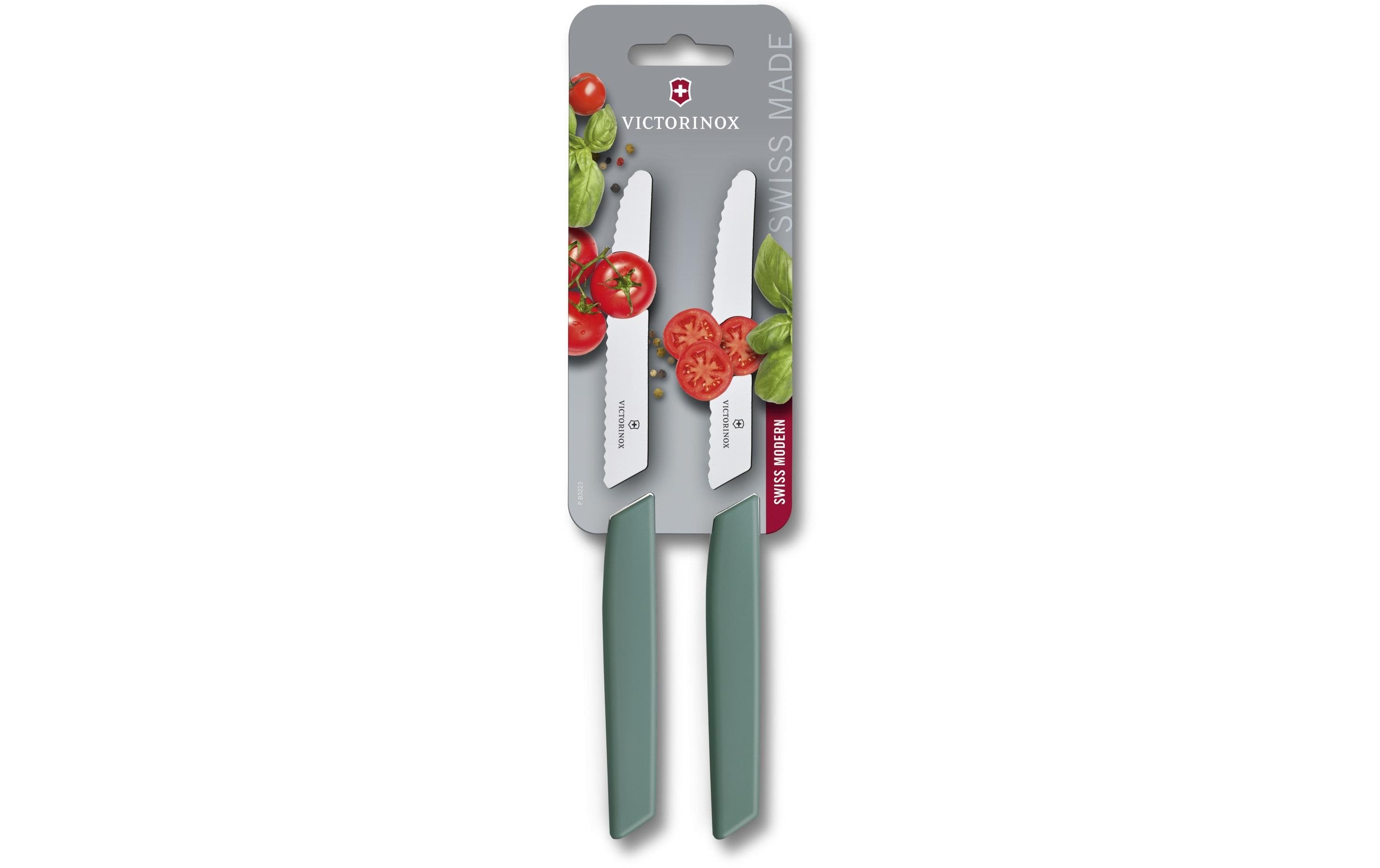 Victorinox Tafelmesser – 11 cm, Wellenschliff, Edelstahl, Griff Polypropylen, Salbeigrün, spülmaschinenfest