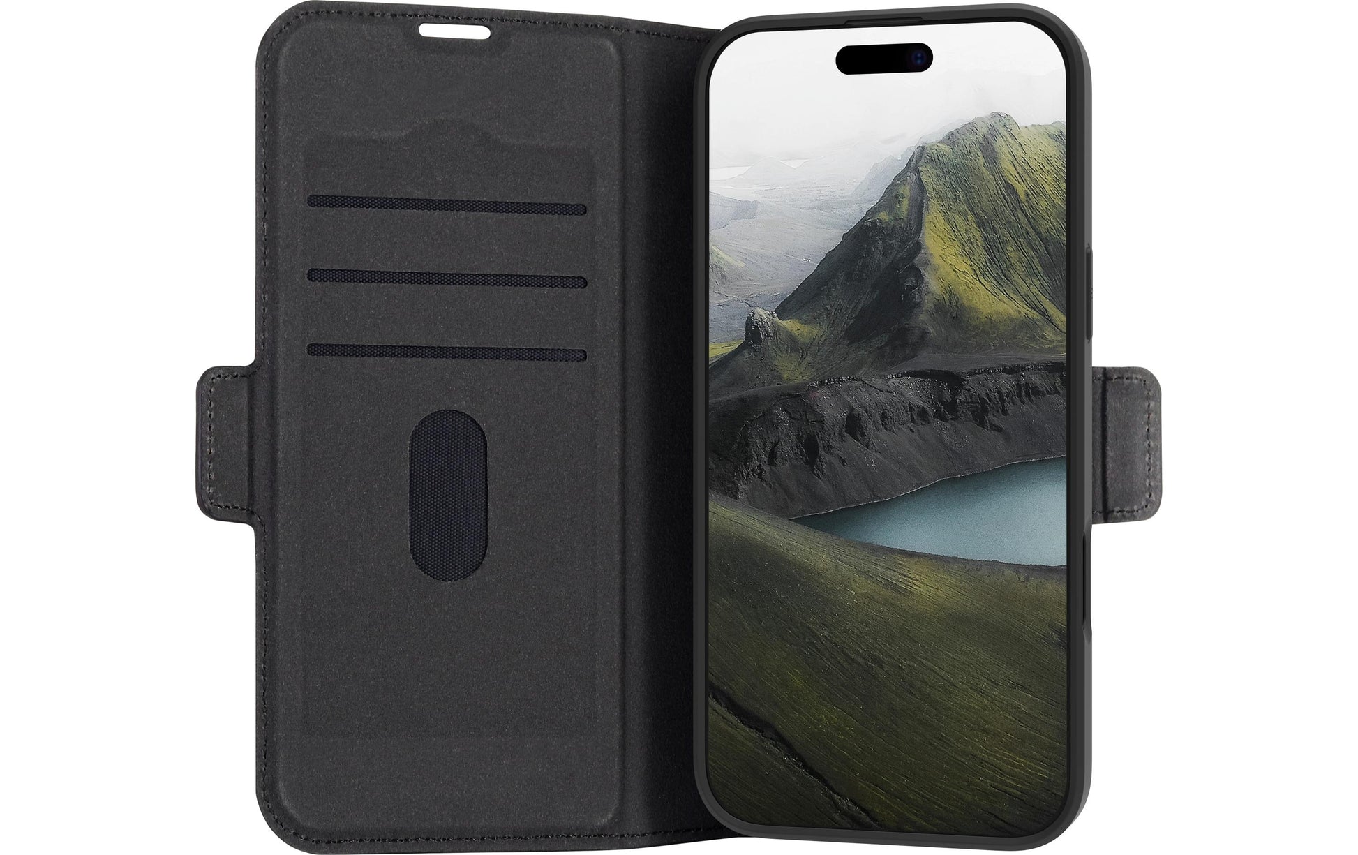dbramante1928 Oslo Pro Folio – für Apple iPhone 16 Pro Max, mit Ständer, mit Kartenfach, PU, Schwarz