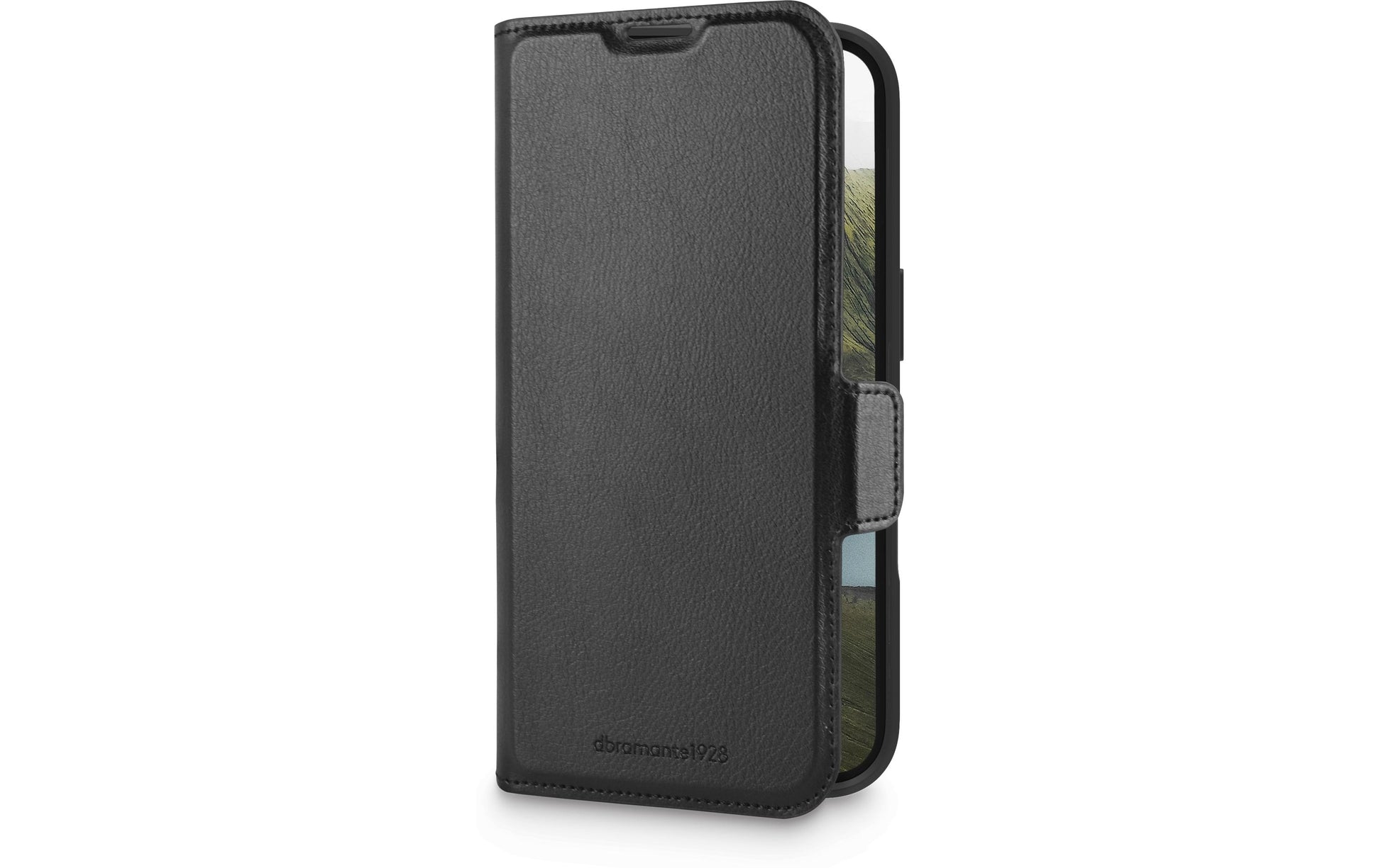 dbramante1928 Oslo Pro – Wallethülle – für Apple iPhone 16, mit Ständer, 3 Kartenfächer, PU, Schwarz