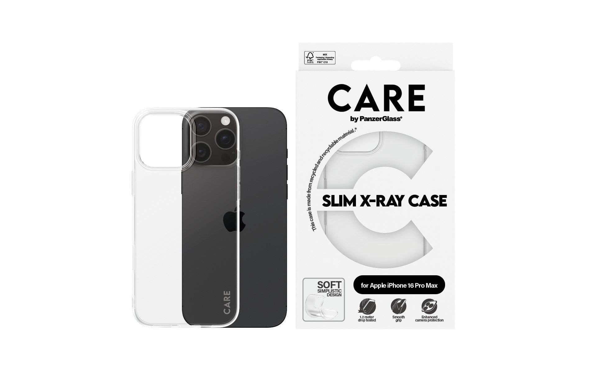 PanzerGlass CARE X-Ray Soft Basic Backcover – für Apple iPhone 16 Pro Max, Kunststoff, Transparent