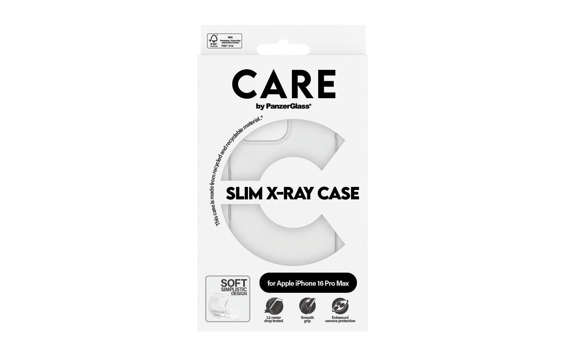 PanzerGlass CARE X-Ray Soft Basic Backcover – für Apple iPhone 16 Pro Max, Kunststoff, Transparent