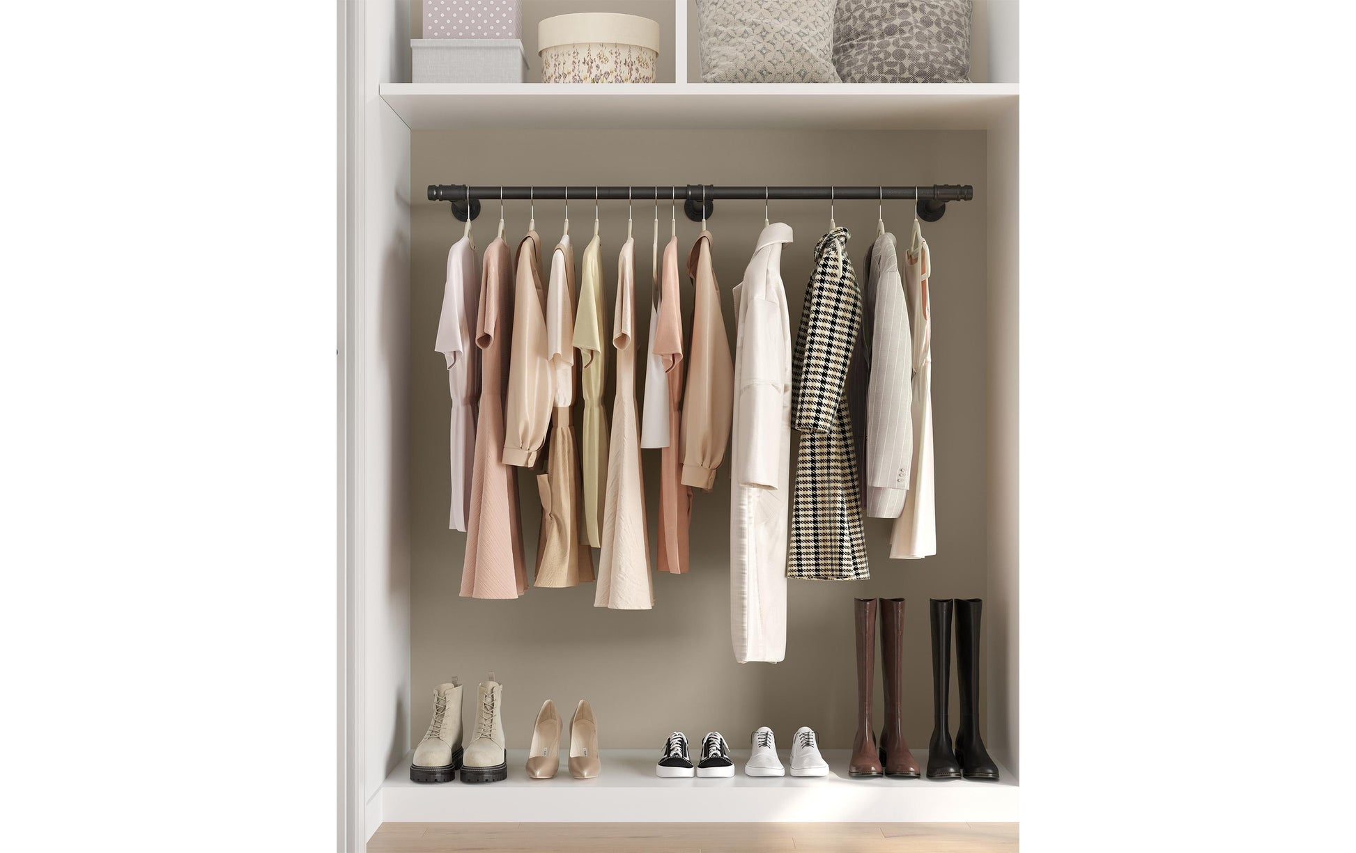 Songmics Wandgarderobe – Stahl, Schwarz, 170 × 30,4 × 7 cm, Traglast 68 kg