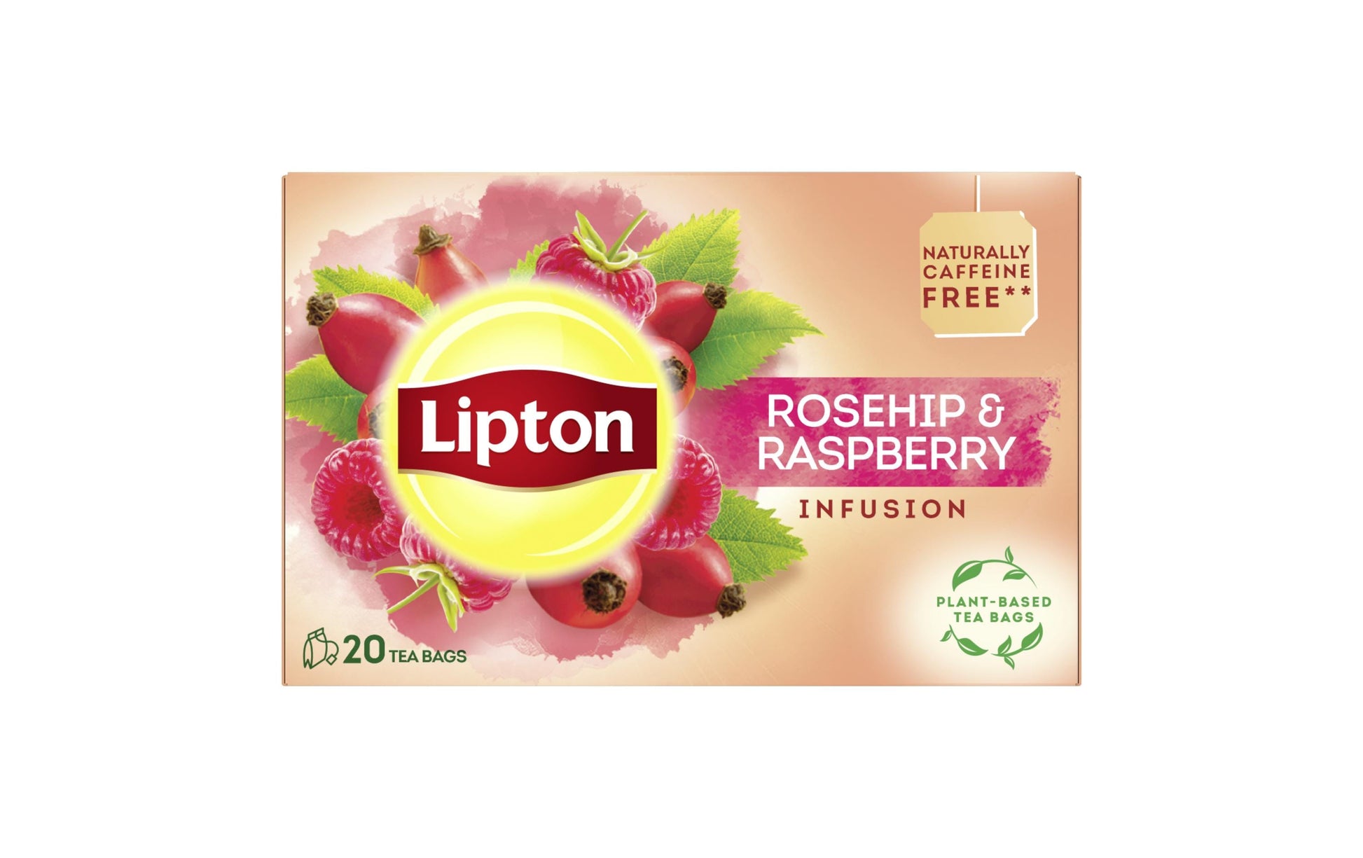 Lipton Früchtetee Hagebutte & Himbeere – Teebeutel 20 Beutel – Fairtrade