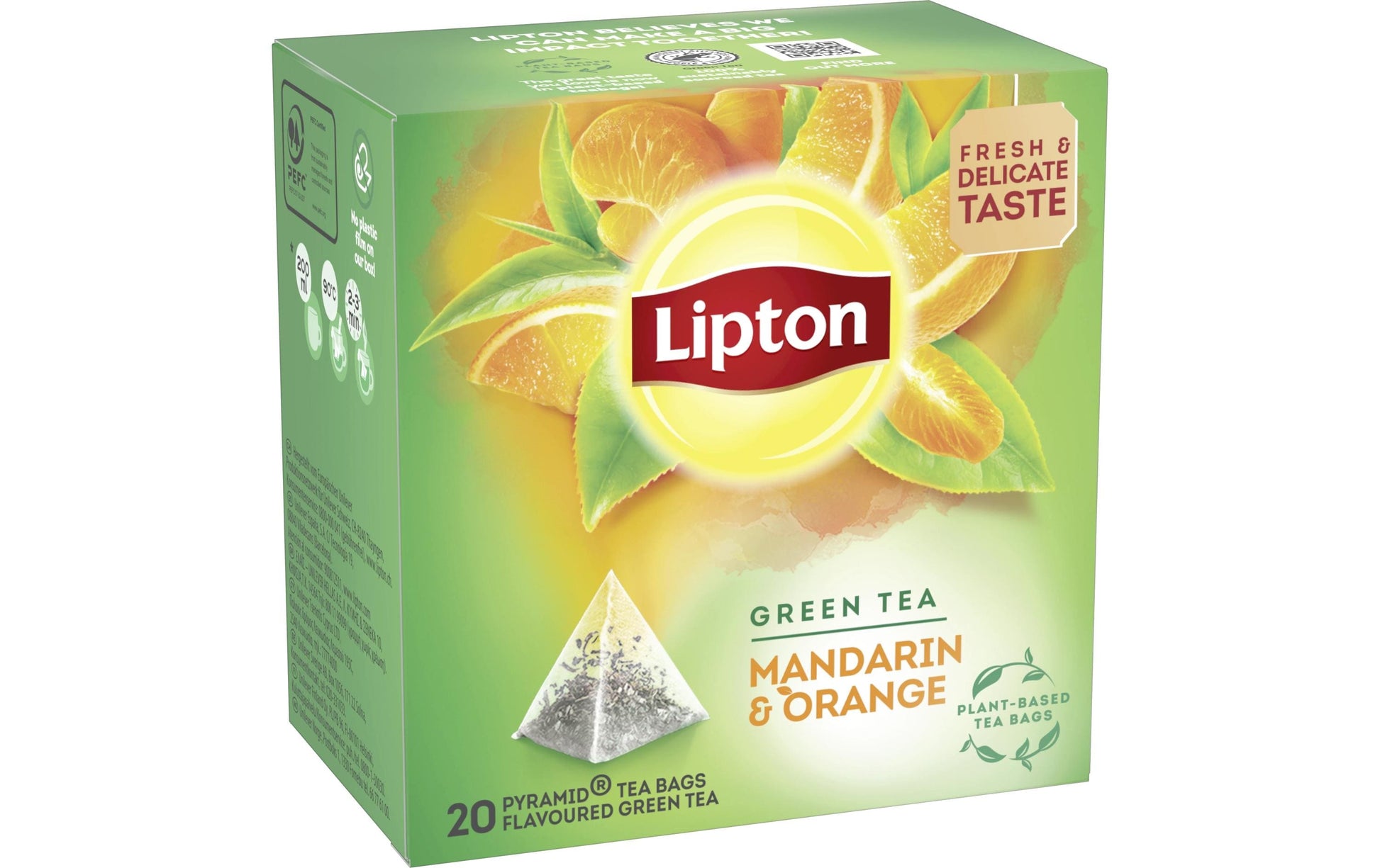 Lipton Grüntee Mandarine & Orange – Teebeutel 20 Beutel – Fairtrade