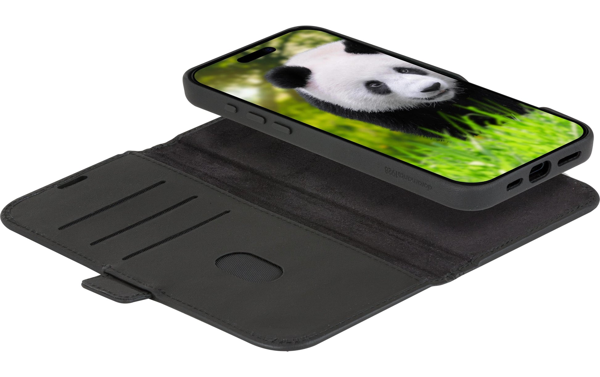 dbramante1928 Lynge Wallethülle – für Apple iPhone 16 Plus, MagSafe, 3 Kartenfächer, Leder, schwarz