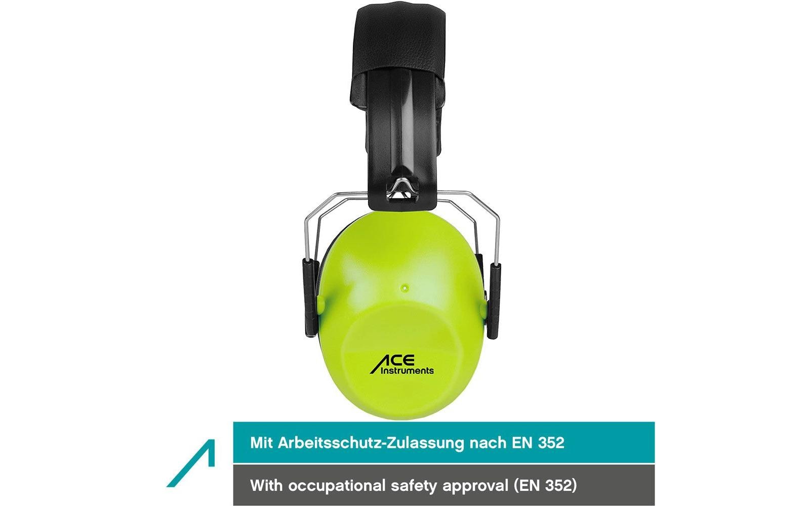ACE SHH 631059 Kapselgehörschutz für Kinder – SNR 26 dB – Neongrün