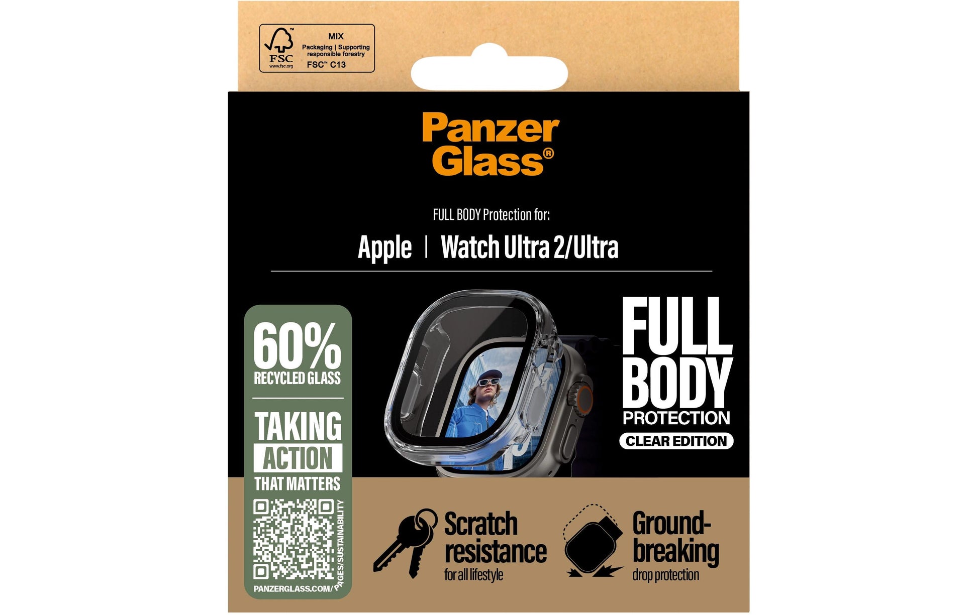 PanzerGlass Full Body (Std) – Displayschutz – für Apple Watch Ultra 2 49 mm, Transparent, 1 Stück