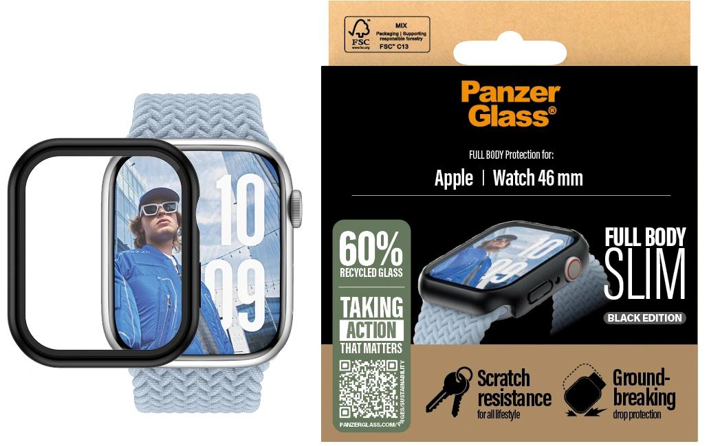 PanzerGlass Full Body (Slim) Displayschutz für Apple Watch Series 10 46 mm, Schwarz, 1 Stück
