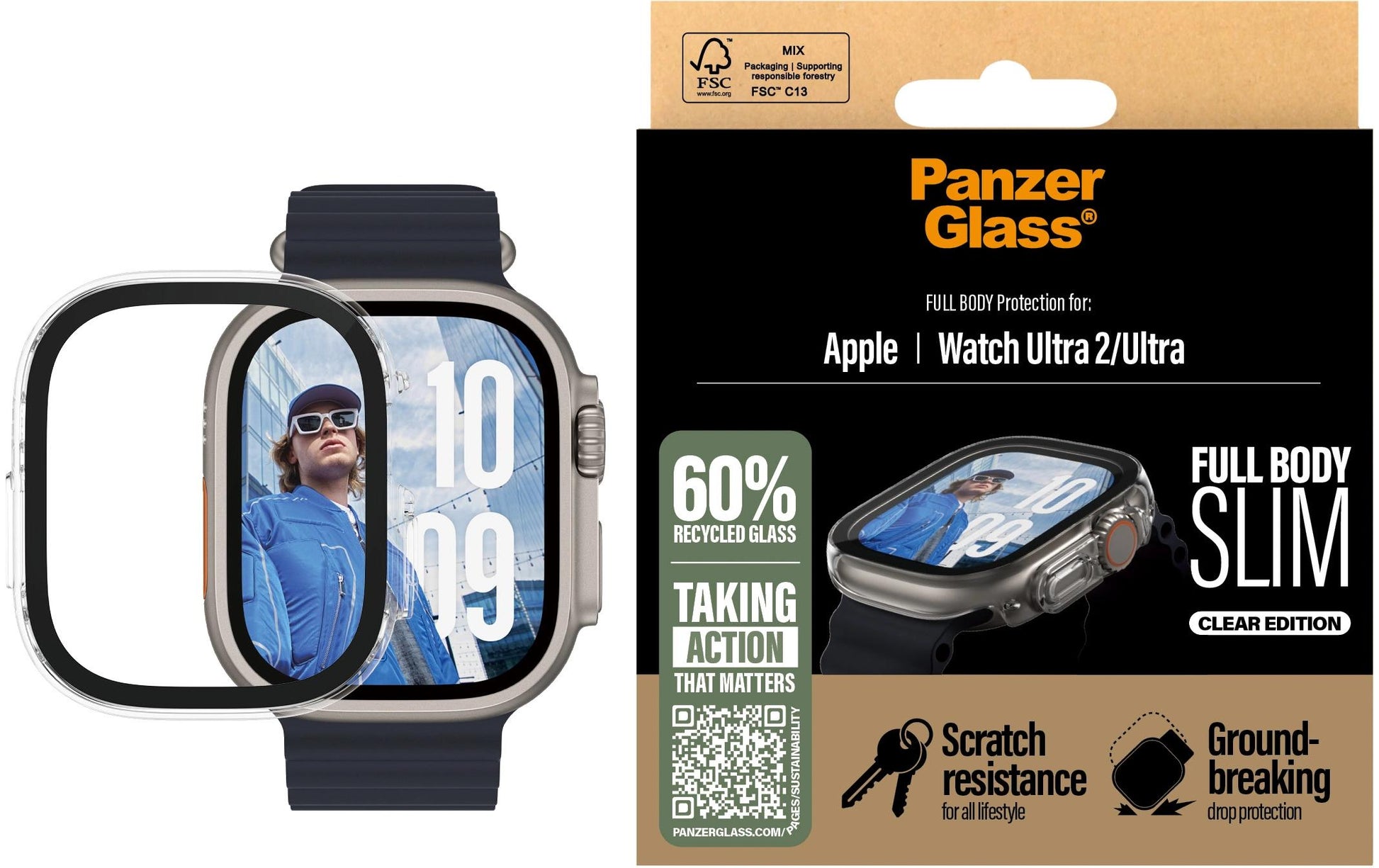 PanzerGlass Full Body Slim – Displayschutz für Apple Watch Ultra 2 (49 mm)