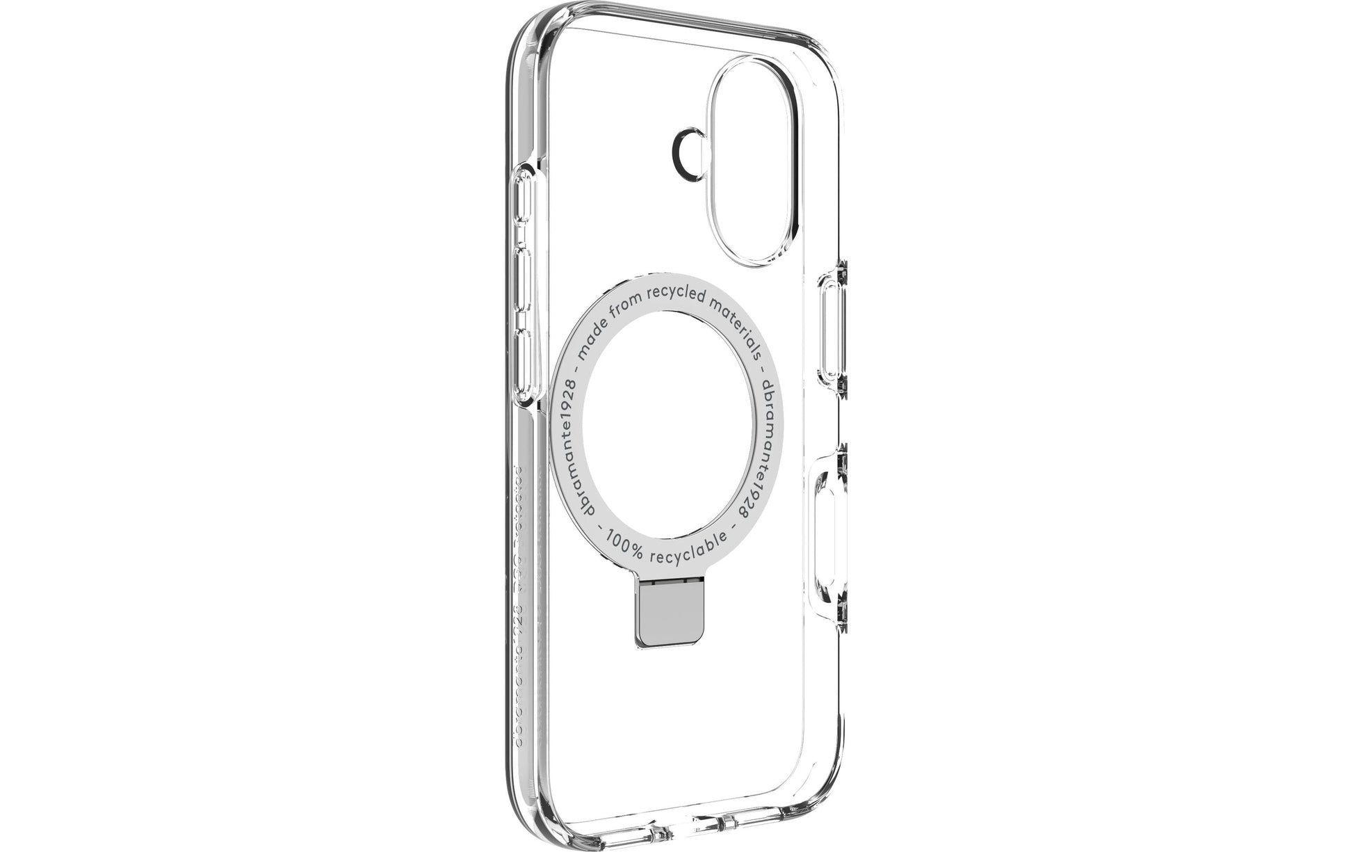 dbramante1928 Backcover – für Apple iPhone 16, MagSafe, mit Ständer, D3O, Transparent, bis 4 m Sturzsicher